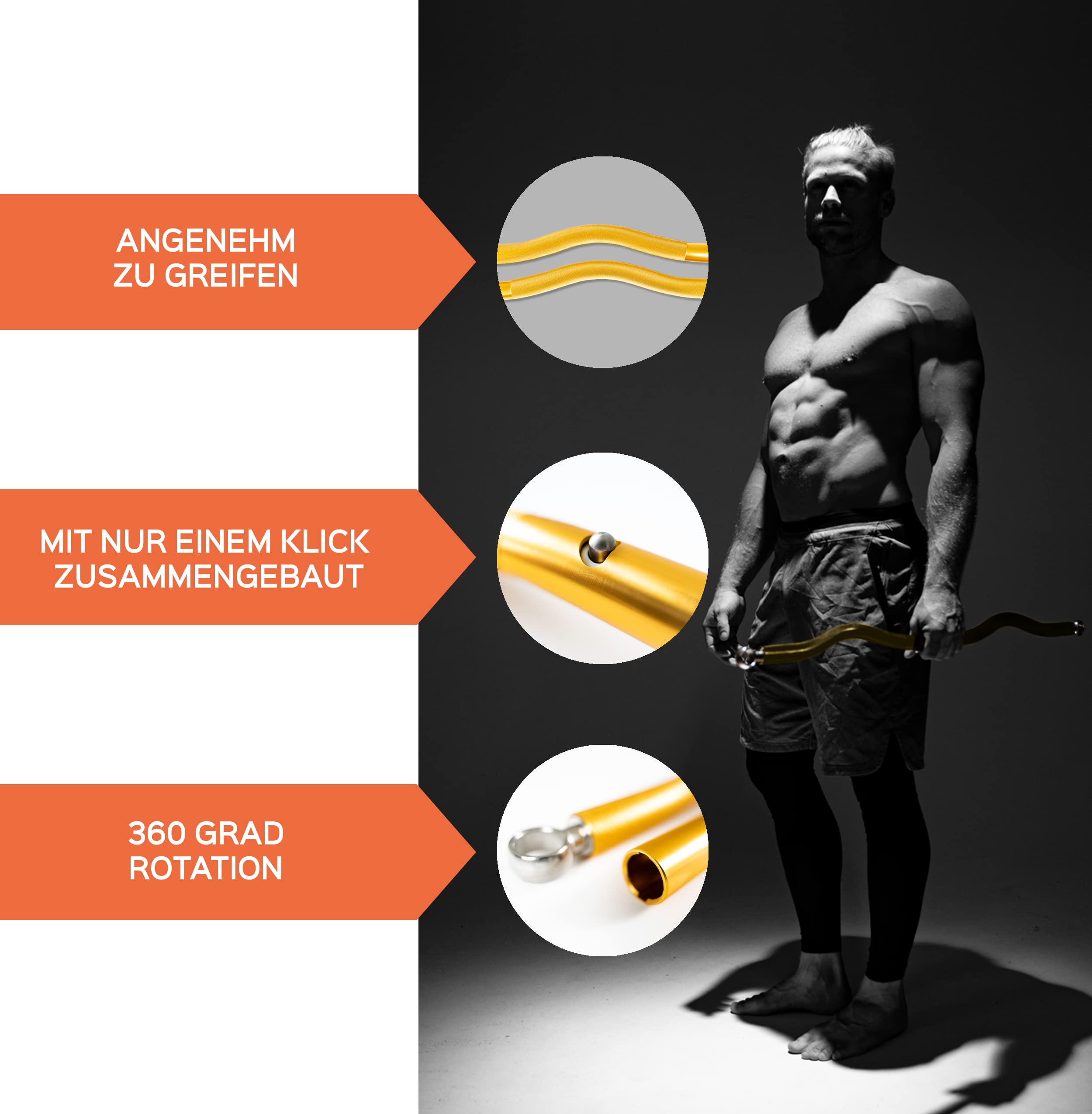 PAKAMA - Mobile SZ-Stange (Bar) für Widerstandsbänder & Resistance Bands - Fitness-Stange für Home Workout & Krafttraining Zuhause - Smarte Hantel-Stange für Kniebeugen, Kreuzheben & Bankdrücken