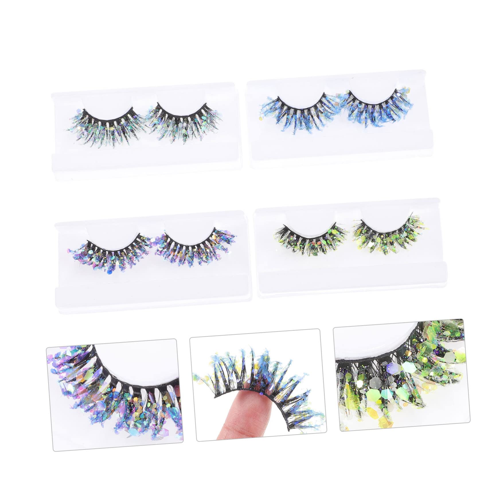 Healeved 20 Paia ciglia di paillettes estensioni delle ciglia glitterate ciglia finte ciglia cosmetiche make up halloween fake lashes ciglia con ciglia cosplay fibra artificiale