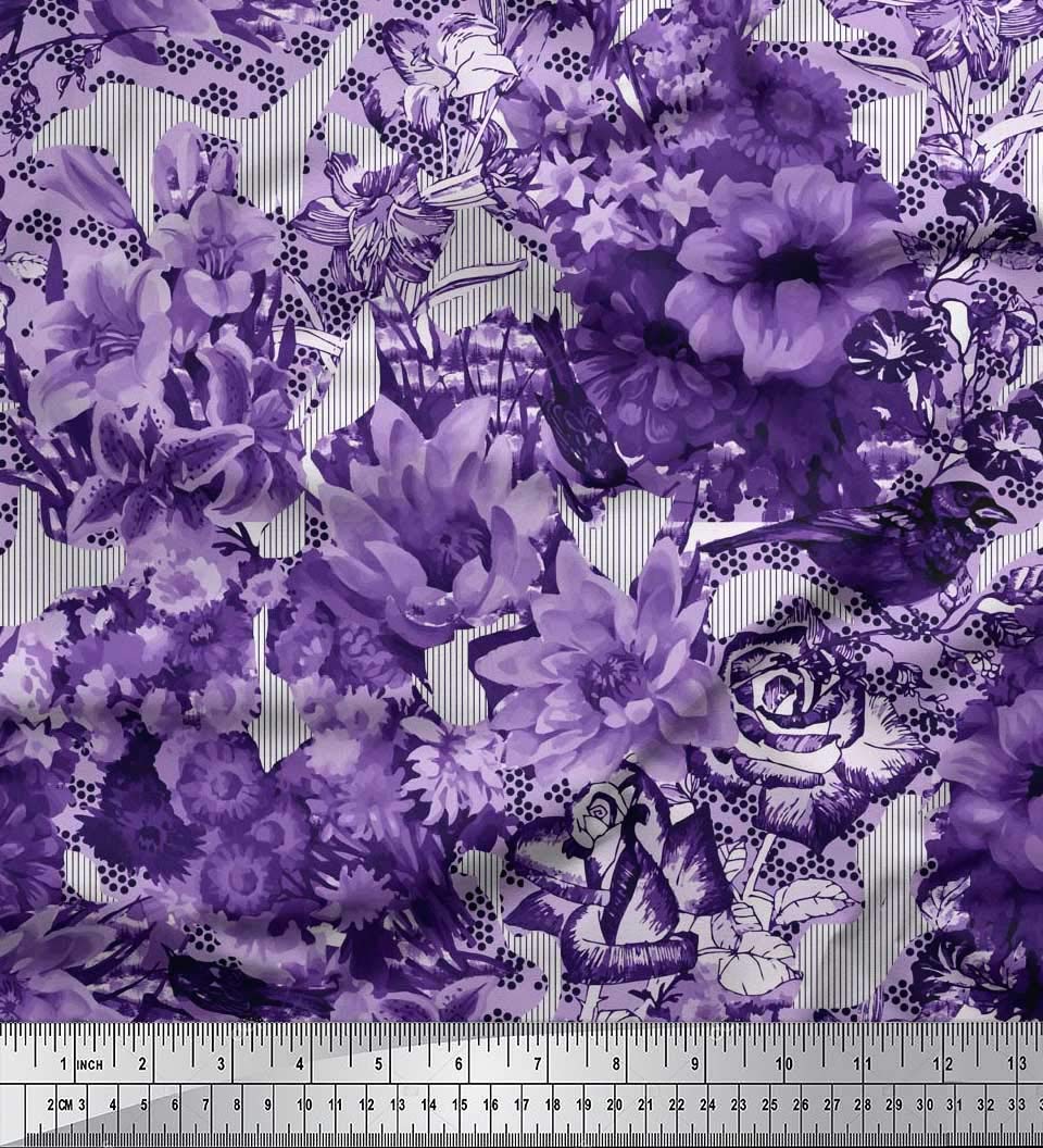 Soimoi Japan Crepe Purple Fabric - By The Yard - 42 Inch