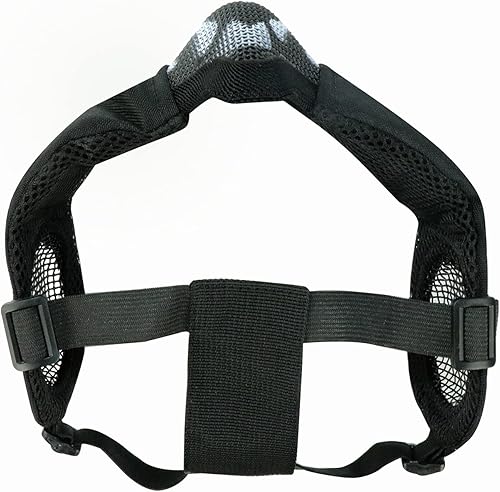 Miniatura 6 de Aoutacc Juego de máscara de malla y gorra de media cara, máscara táctica de malla plegable con protección para los oídos para pistola BB de
