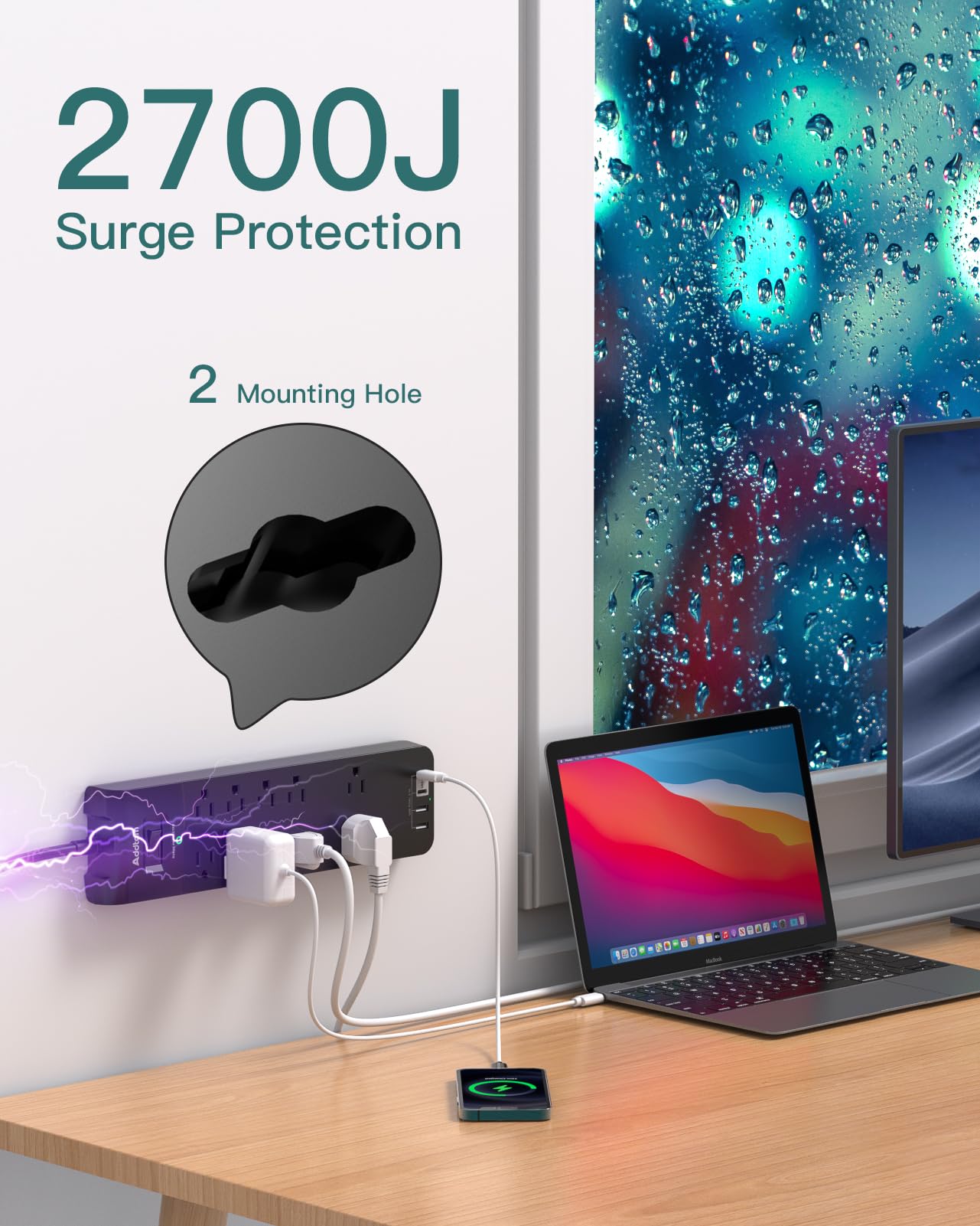 nchufes Pared con Interruptor, Enchufe Multiple 3 USB, Ladron Enchufes Plano 3600W 16A, Alargador Pared 0.6m Cable Corto