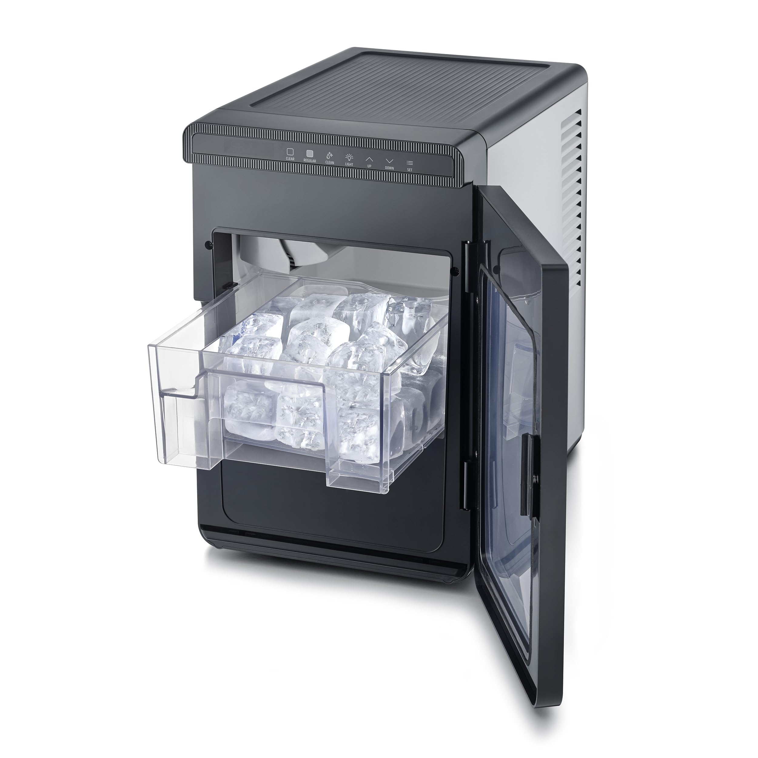 CASO IceCube Pro Eiswürfelmaschine, kristallklare XXL-Eiswürfel 40 mm, längere Schmelzzeit bis 90 Min., 9,3 kg Eis in 24h, selbstreinigend, für Whisky, Gin & Cocktails