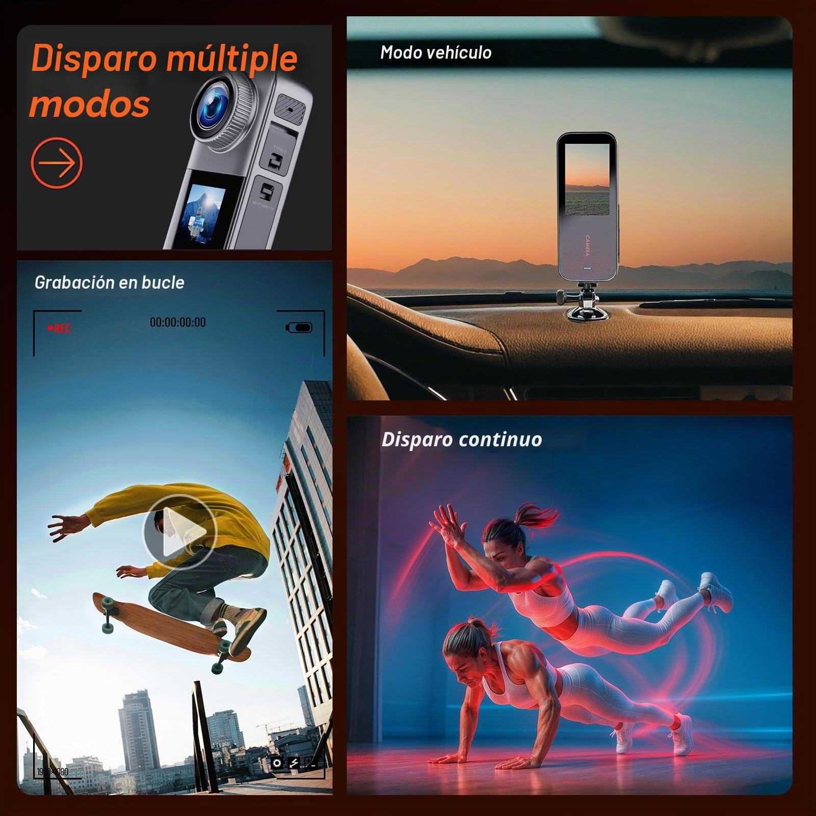 Camara Deportiva con Tarjeta de Memoria de 32GB, Camara Acuatica HD 1080P, Camara Moto con Accesorios Cámara Casco Moto, Action CAM con 2 Baterías de 1350mAh y Accesorios Multiples