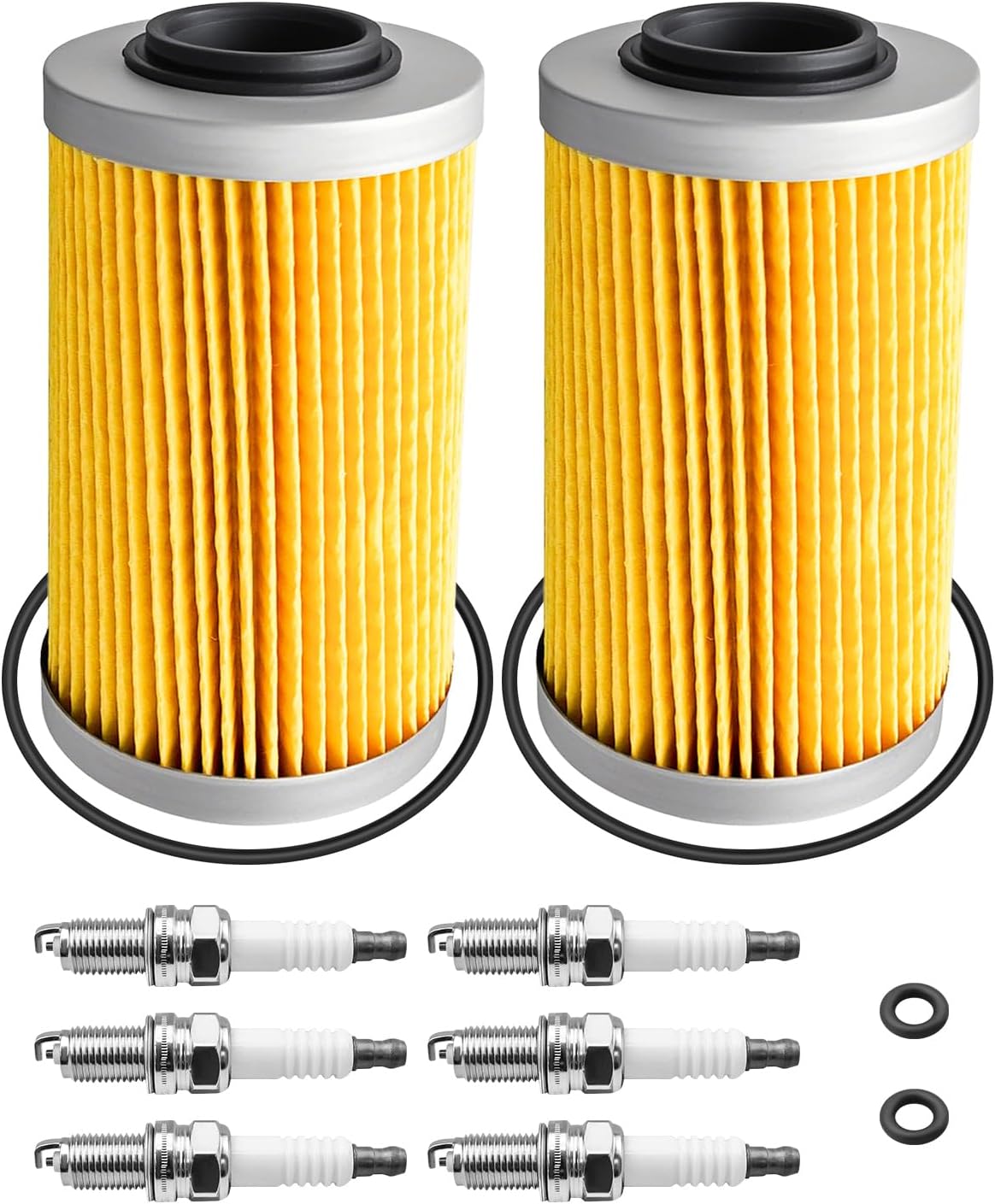 2pcs 420956740 Oil Filter and Spark Plug with O-Ring Kit Fit for Sea-Doo 4-Tec Models 2002+, GTI 130 150 155 GTR 215 230 GTS 130 GTX 155 215 230 255 260 RXP 155 215 RXT 215 255 260 Wake 155