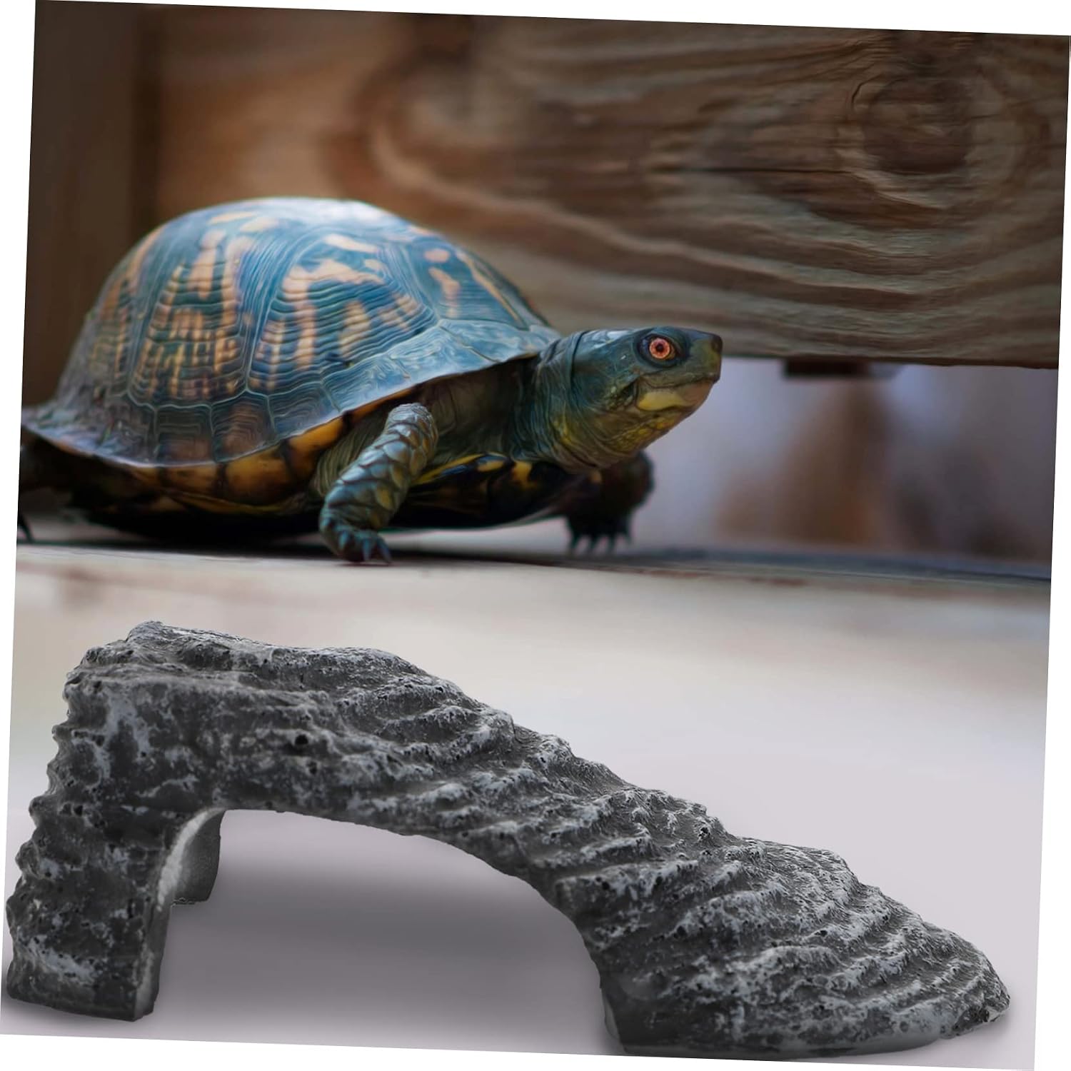 Totority 1pc Simulation Rocks Basking Platform for Reptiles Resin Hideout for Turtle and Fish Tank Habitat Easy to Clean Lifelike Decor for Aquatic Environment