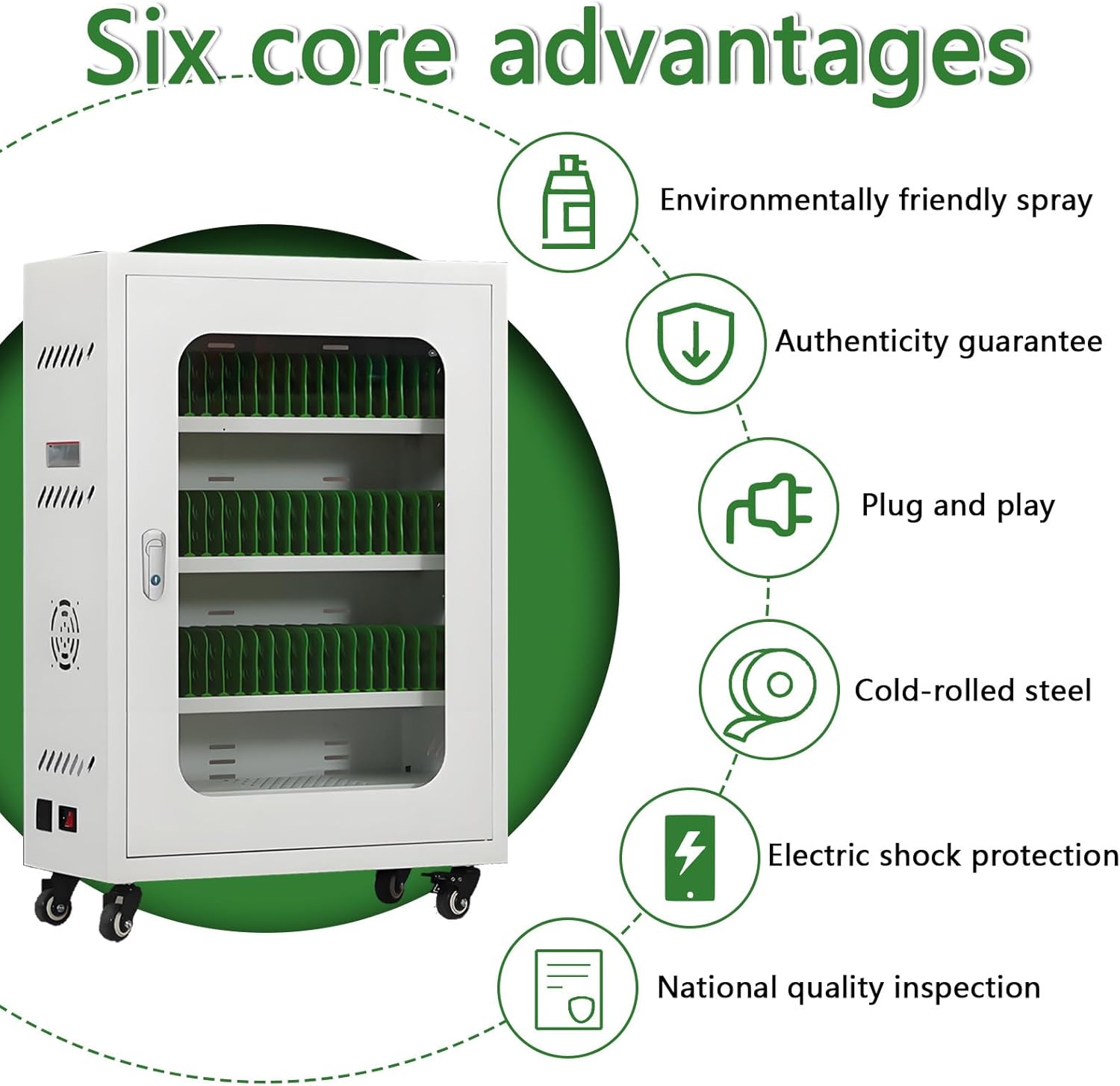 USB Charging Locker Box,Portable Charging Mobile Phone Cabinet, no Need to Set up, Intelligent Charging Management,with Four Wheels,for School Library 60slots