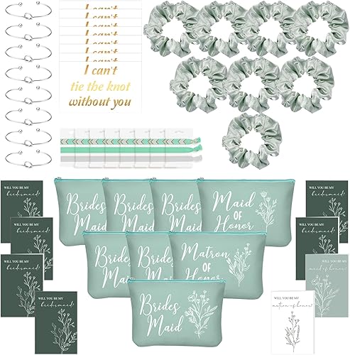 48 piezas de 8 juegos de regalos de propuesta de dama de honor, regalos a granel de boda Will You Be My Maid of Honor Matron of Honor, bolsas de