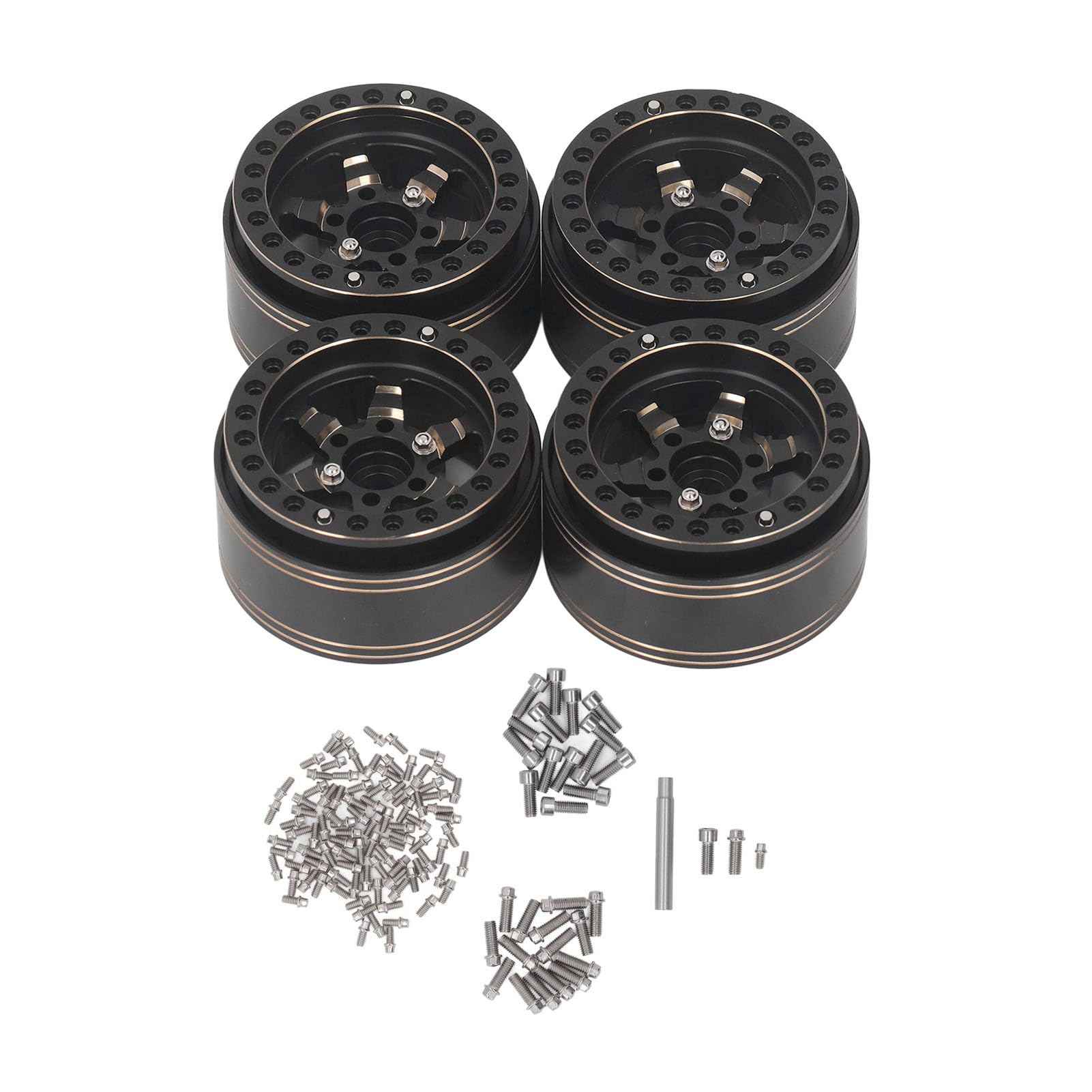 4 Pièces RC Beadlock Jante de Roue Moyeu en Laiton pondéré Pièce de Voiture RC pour SCX10 D90 D110 1/10 Voiture Télécommandée