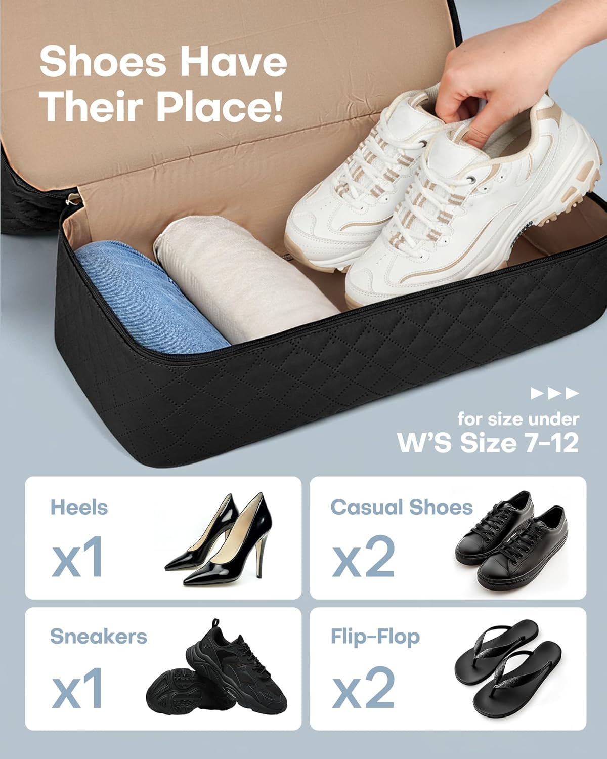 HOTOR Travel Duffel Bag - Weekender Bags for Women, Gym Tote Bags with Shoe Compartment, Carry On Overnight Bag with Toiletry Bag for Travel Essentials and Travel Accessories, Black, 13.4"×17.3"×7.9" - Image 5