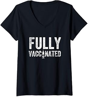 Womens Fully Vaccinated Shirt For Men Women Vaccinated Tshirt Tee V-Neck T-Shirt