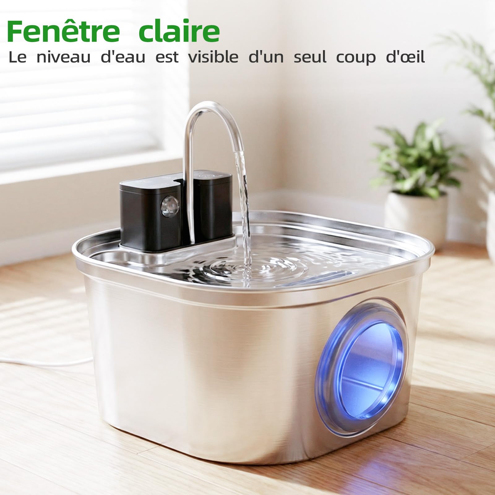 Fontaine à Eau pour Chat Universelle sans Fil en Acier Inoxydable pour Chats et Chiens: Fontaine à Boire Automatique 3,2L avec Détecteur de Mouvement | Batterie 4200mAh, Pompe à Eau Ultra-Silencieuse