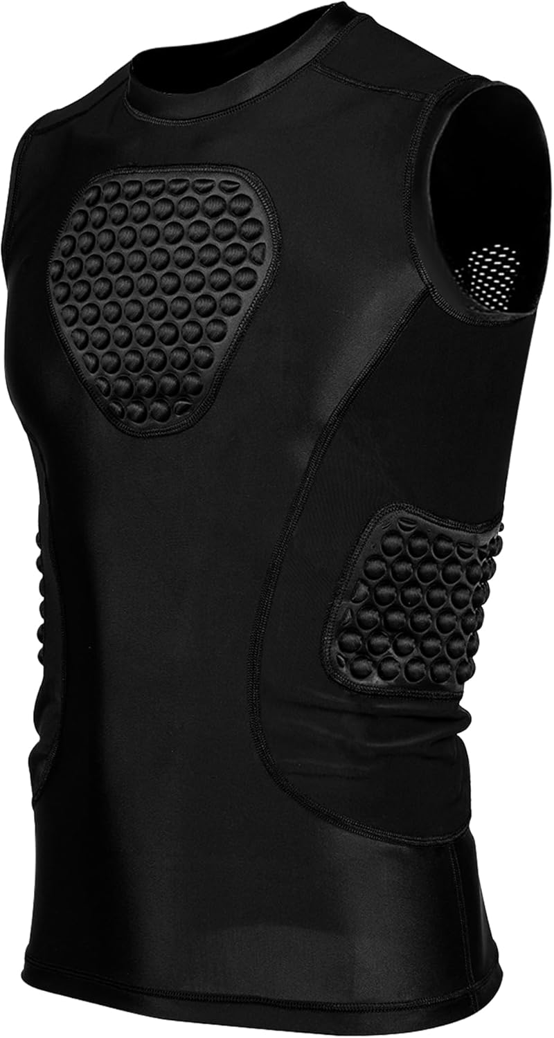 Compression Rib & Chest Protector for Heart, Chest, Sides and Back Protection- Padded Shirt Rib Heart Sternum Guard for Paintball, Baseball, Softball, Football, Lacrosse and Goalies Catchers