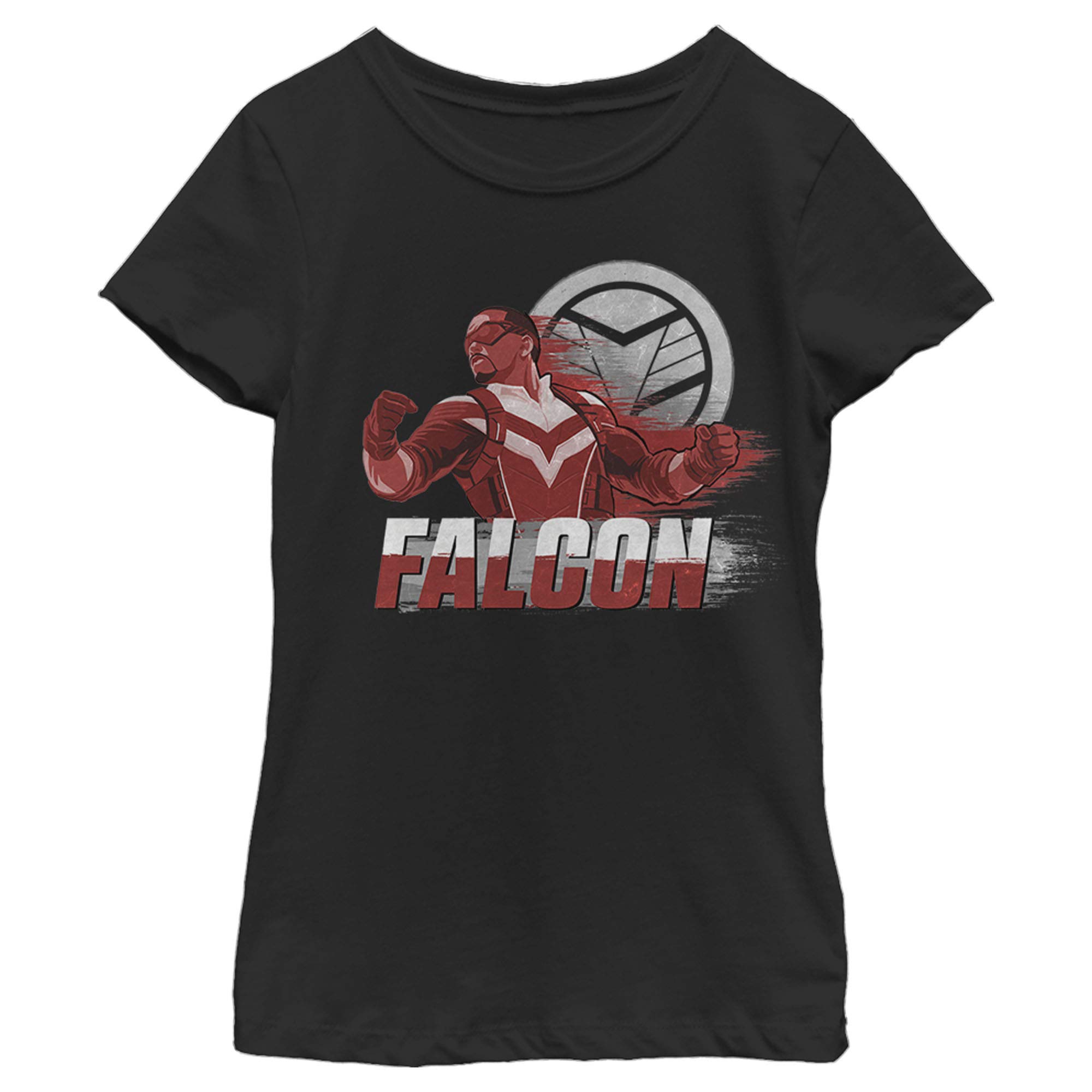 Marvel Girls' Little, Big Falcon Speed T-Shirt, Black, Large
