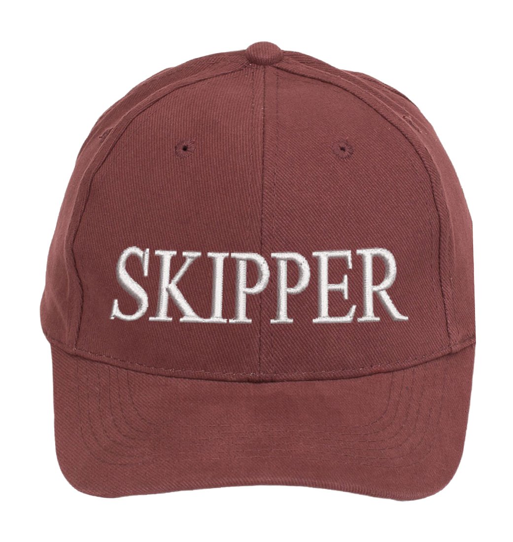 4sold Ancient Mariner, Captain Cabin Boy Crew First Mate Yachting Baseball Cap Inscription Lettering Maroon White (Skipper)