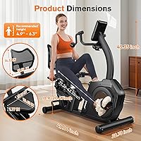 Vista 9 de pooboo Recumbent Exercise Bike, Stationary Bikes for Home with Arm Exerciser, Magnetic Recumbent Bike with Ergonomic Backrest & Comfortable Seat