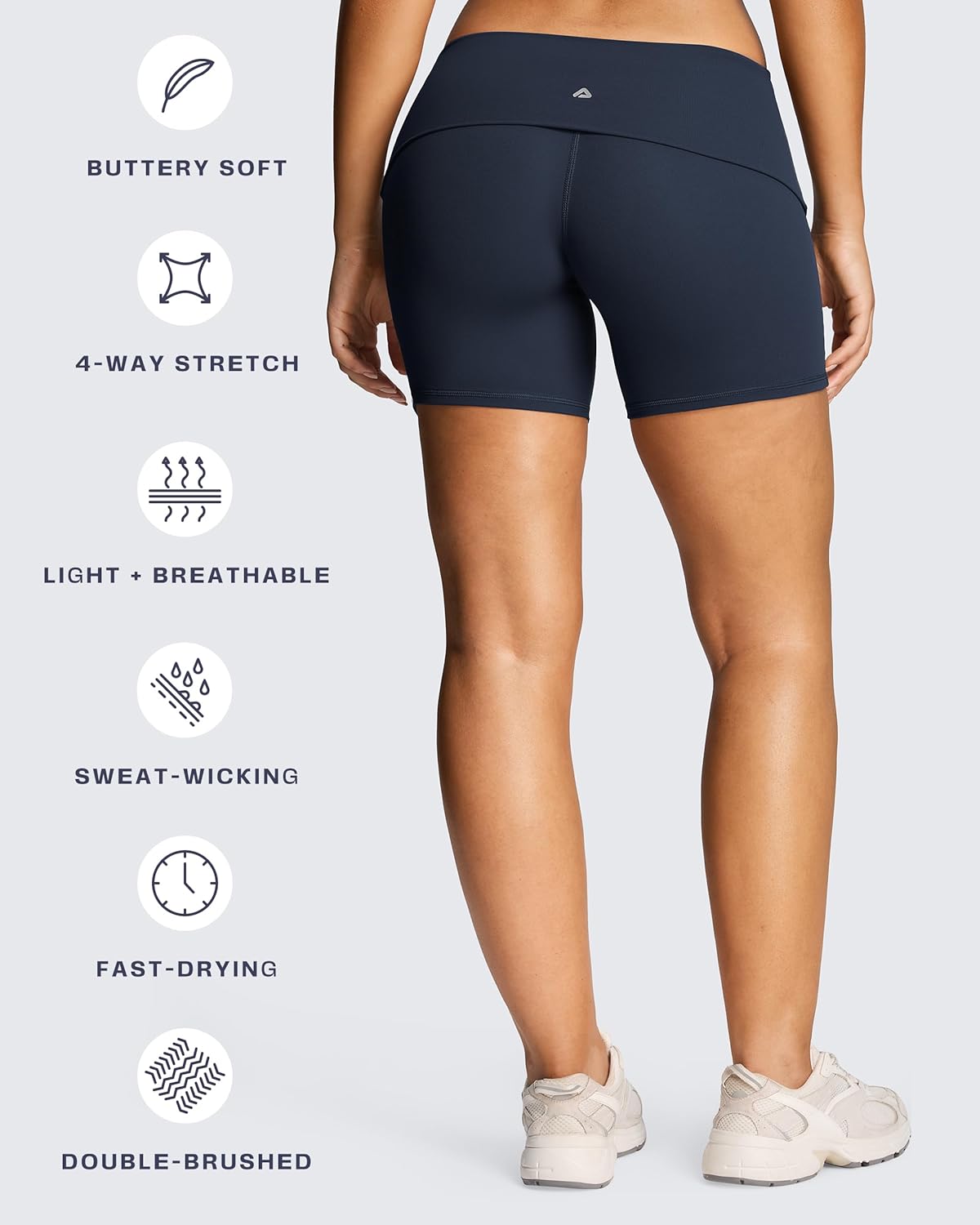 Aoxjox Women's Workout Athlenza Fold Over Yoga Shorts Folded Waistband Lumastretch™ Athletic Yoga Short 6" - Image 5