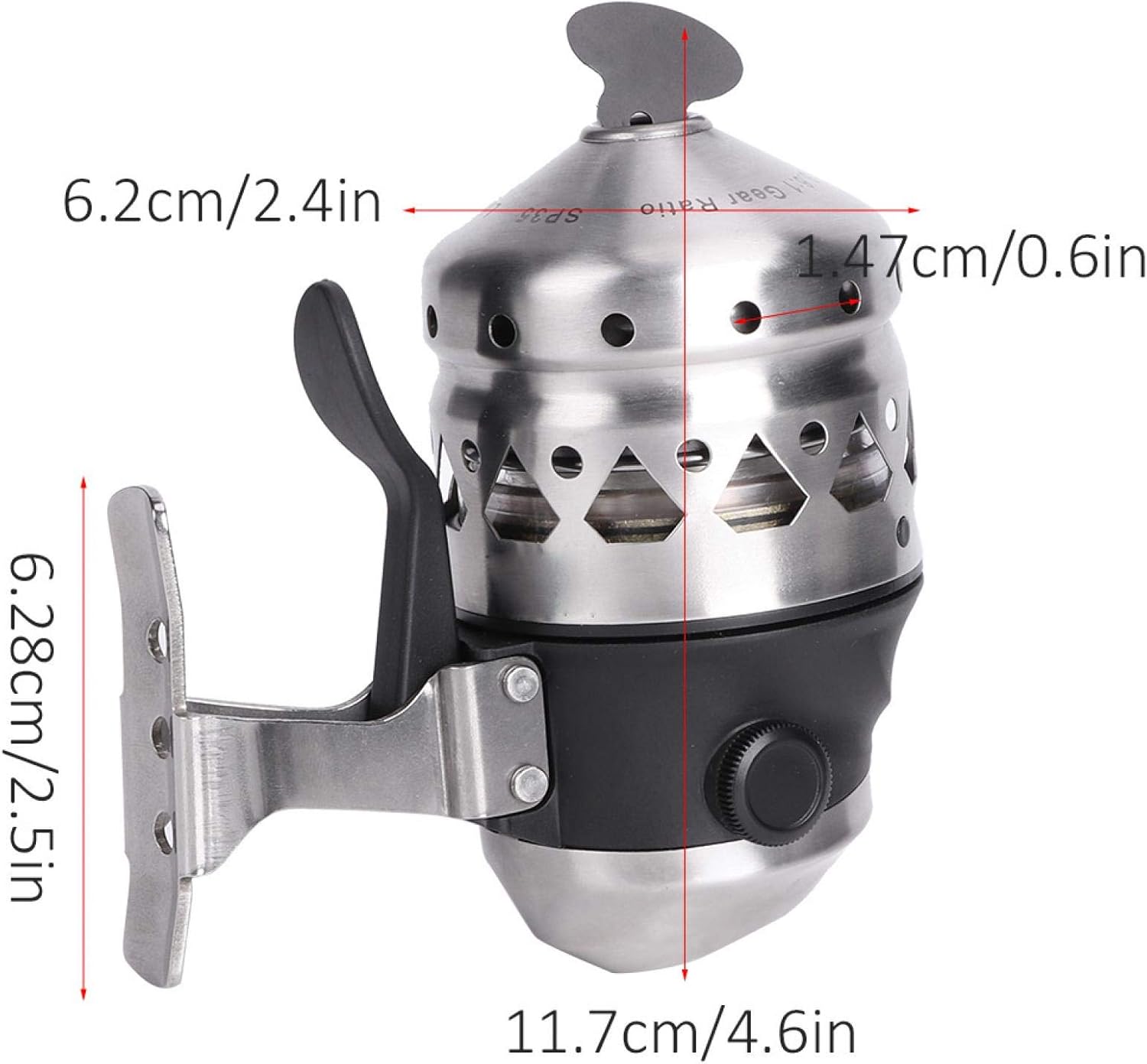 OUKENS Fishing Reel, 15LB Stainless Steel Archery Shooting Fishing Lure Reel 6+1BB Hand Brake Winding Displacement Fish Line Wheel Accessory