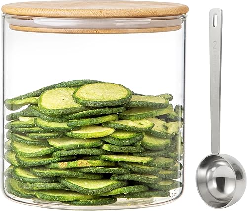 Tarros grandes de vidrio con tapas, cuchara, harina, azúcar, recipientes de almacenamiento para galletas, boca ancha, tarro de iniciación de masa