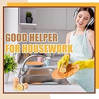 Vista 7 de Nuenen Juego de 6 cepillos de bambú para fregar platos de madera, juego de fregadores de cocina con cerdas de sisal naturales para fregadero