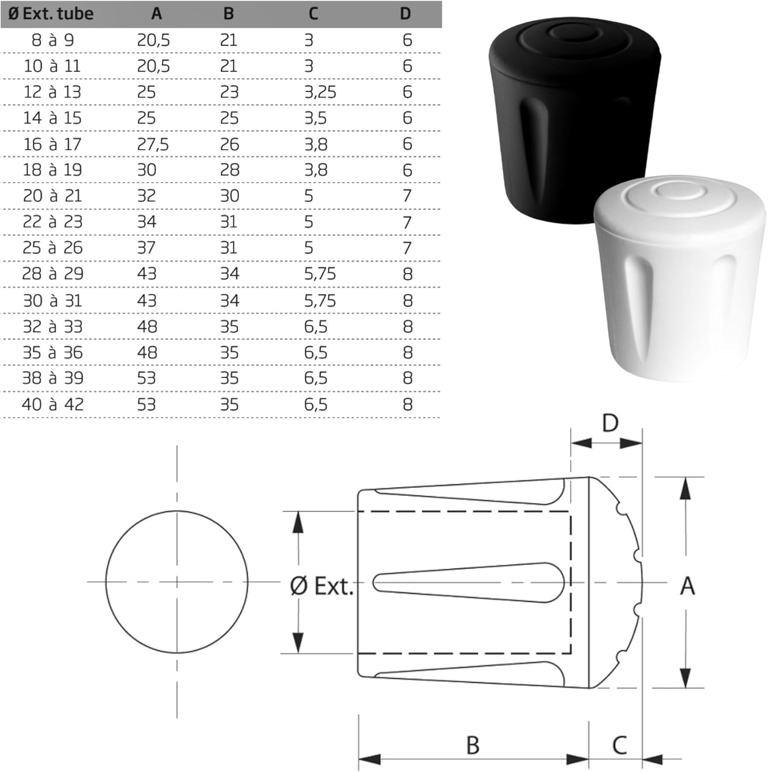 cyclingcolors 16 x Reinforced Non-Slip Rubber Feet EPDM Table Stool Non-Slip Stand, 25 mm