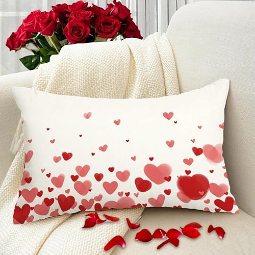 Miniatura 2 de RABUSOFA Fundas de almohada de San Valentín de 12 x 20 pulgadas, decoración del día de San Valentín, fundas de cojín lumbar, fundas de cojín lumbar