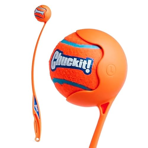 Chuckit! Sport 26L Dog Ball Launcher - Includes a 3-inch Diameter Large Ball for Dogs 60-100 Pounds - Manual Thrower for Dog Balls With a Slim Ergonomic Handle - 26-inch Length - Sport - Large