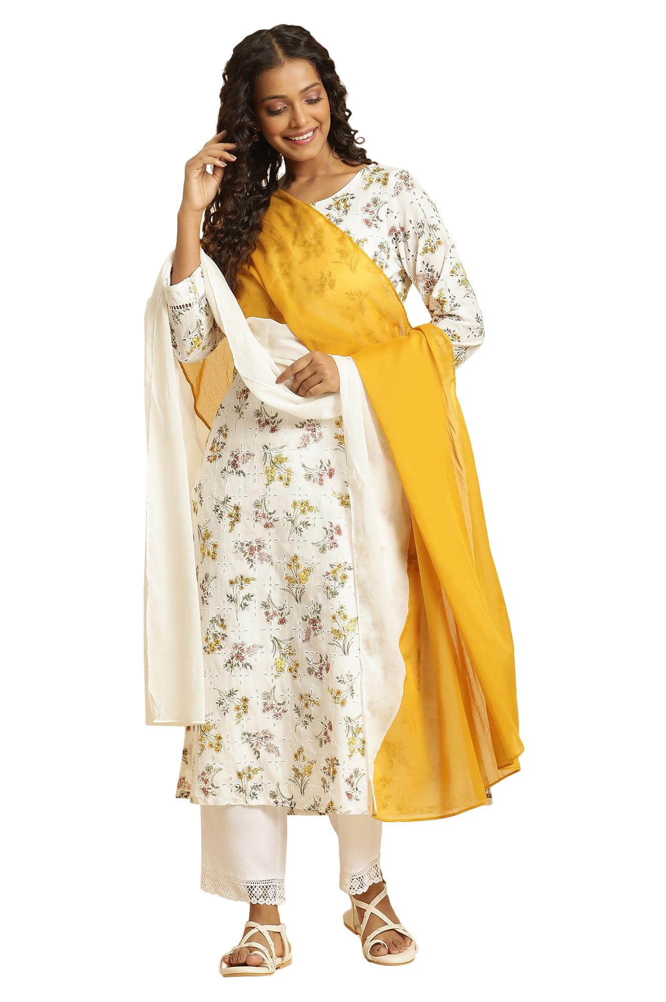 w for woman Women's Mustard Solid Voile Dupatta_23AUW82136-218070_Free Size_WFS-picture-30
