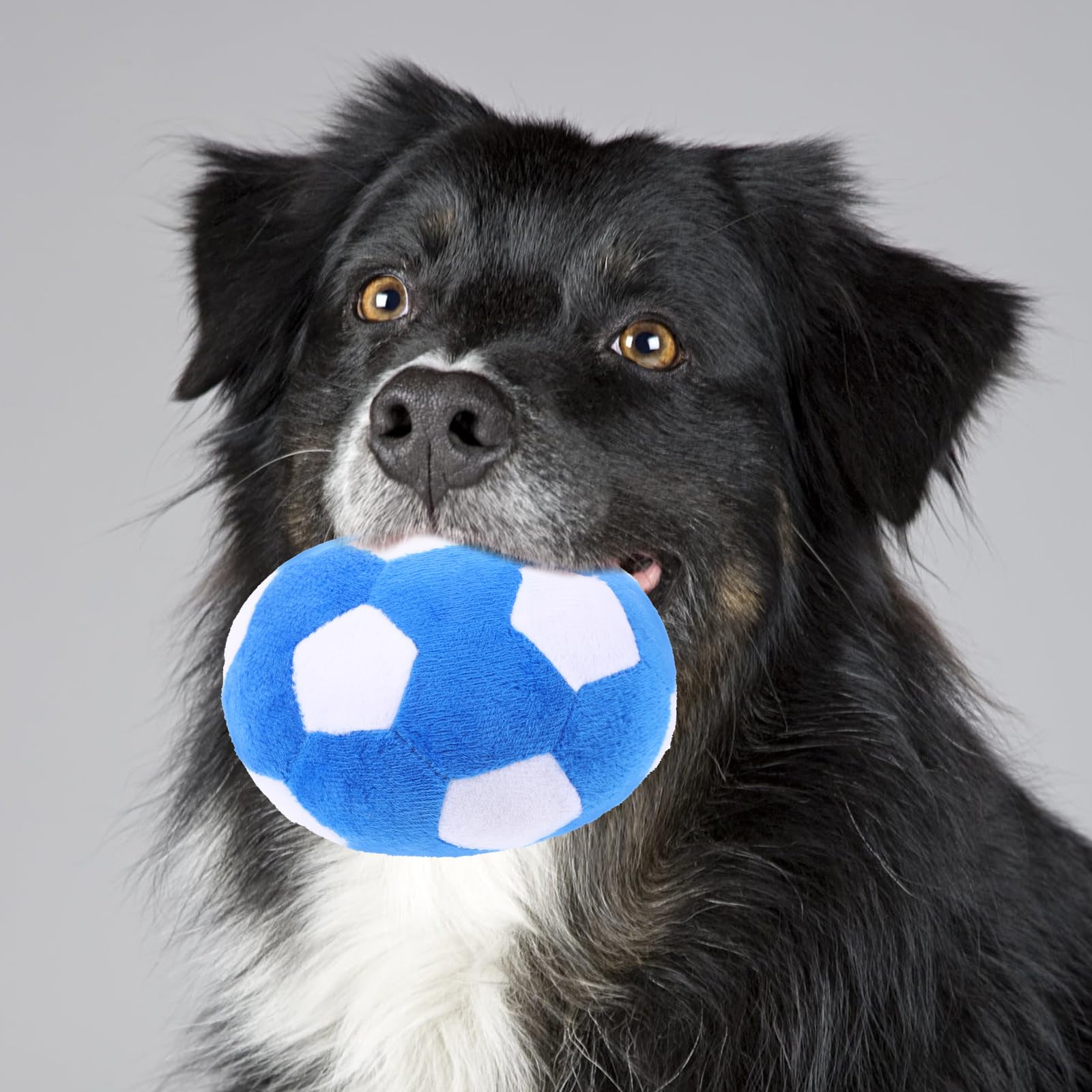 FRCOLOR Dog Chewing Ball Interactive Plush Football Toy for Puppies and Dogs Soft Squeaky Molar Chew Toy for Small to Large Breeds Durable Pet Play Ball for Training and Fun - Image 3
