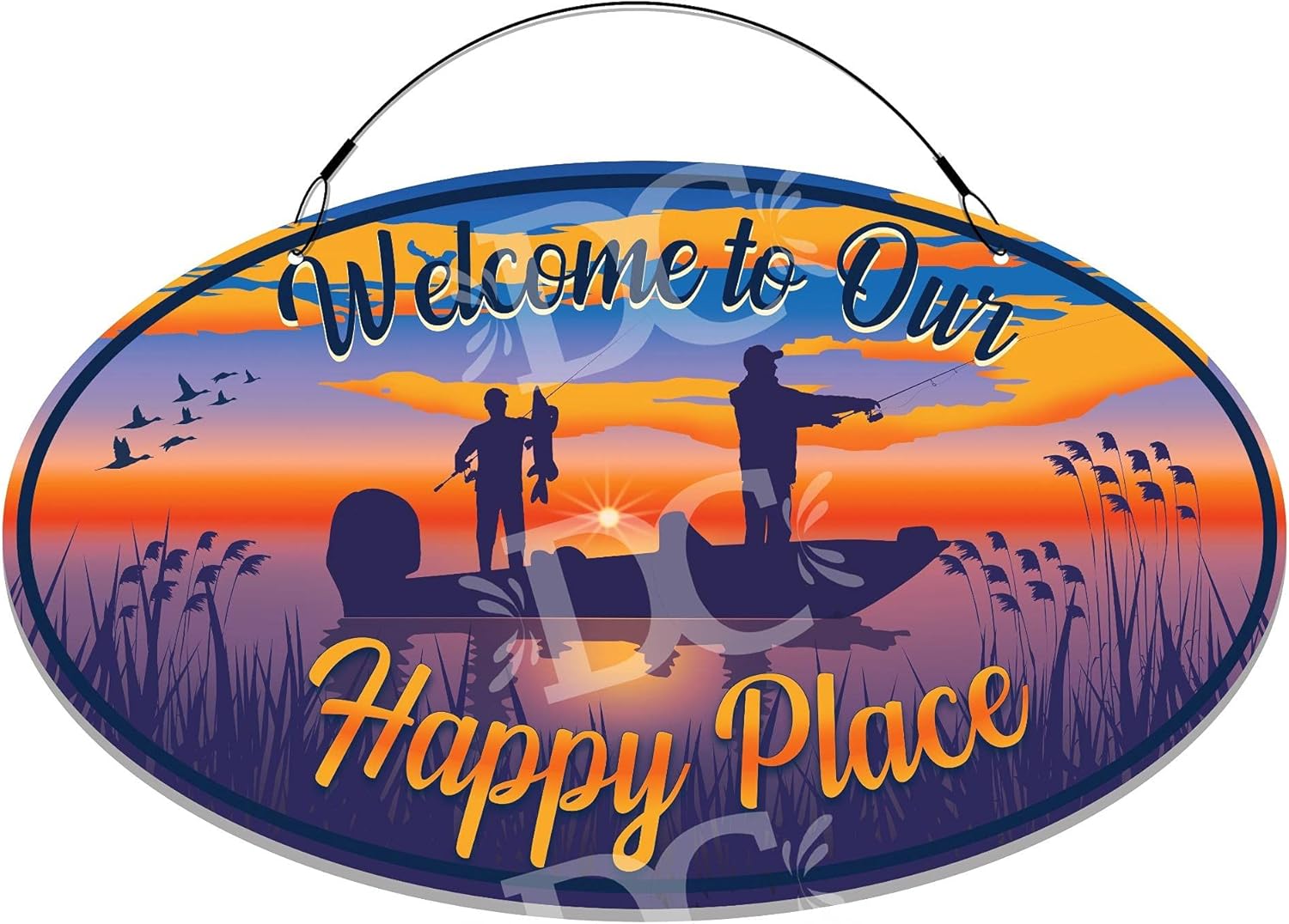 Lake Fishing Themed Personalized Small Cottage Welcome Sign