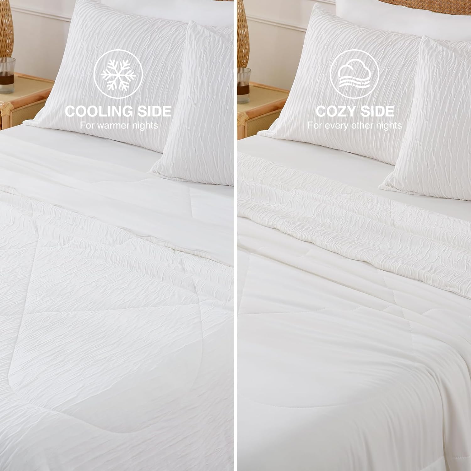 Cooling Comforter, King/Cali King - Reversible Lightweight Blanket for Hot Sleepers & Night Sweats, Breathable All-Season Bedding (108x90 Inch, Off White) - Image 3