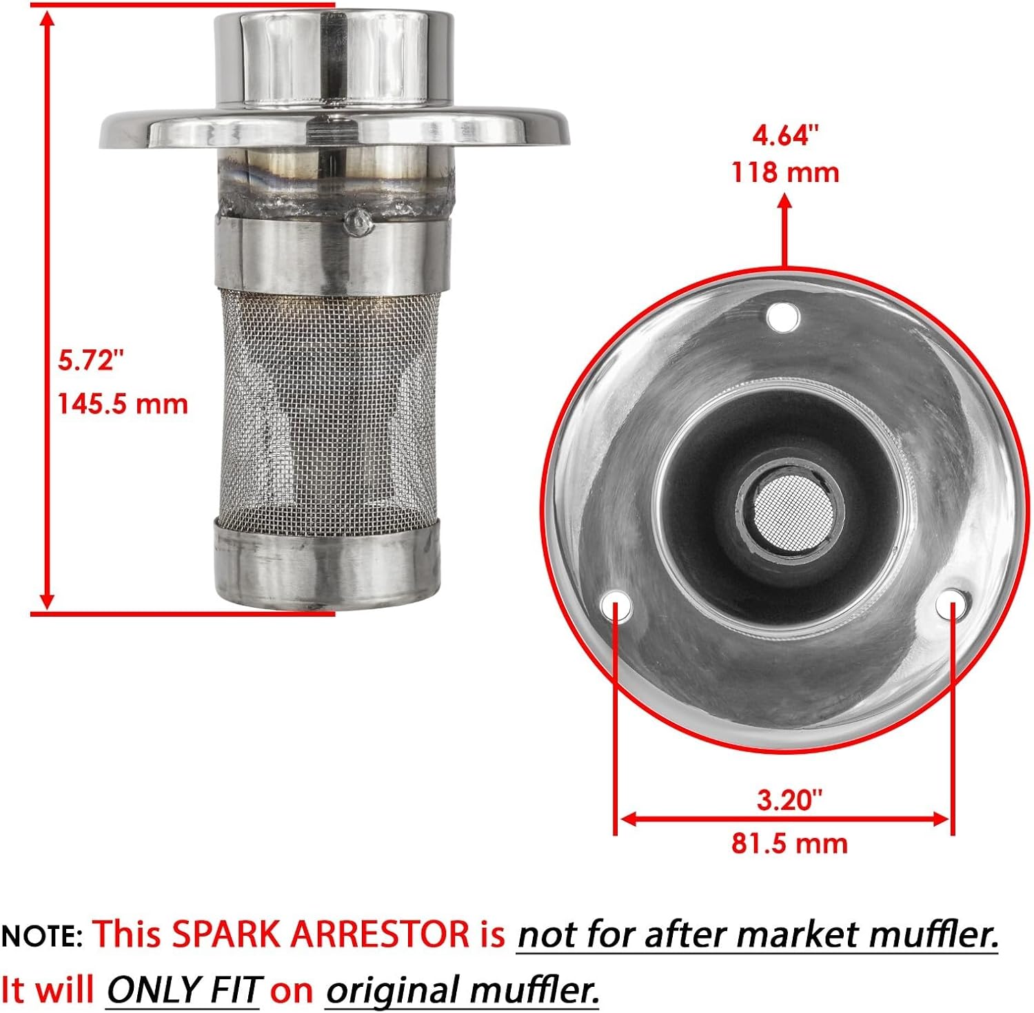 Powersports Replacement Parts for Exhaust Pipe Outlet Spark Arrester for Honda 18317-Hn1-A70 18317-Hn1-000 Mod-C33C-9854