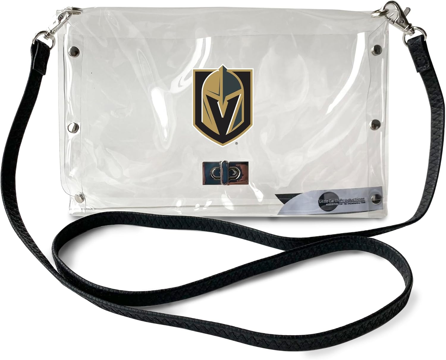 Littlearth NHL Colorado Avalanche Clear Envelope Purse with Black Fashion Strap, Team Color, 10" x 6.5" x 0.5"
