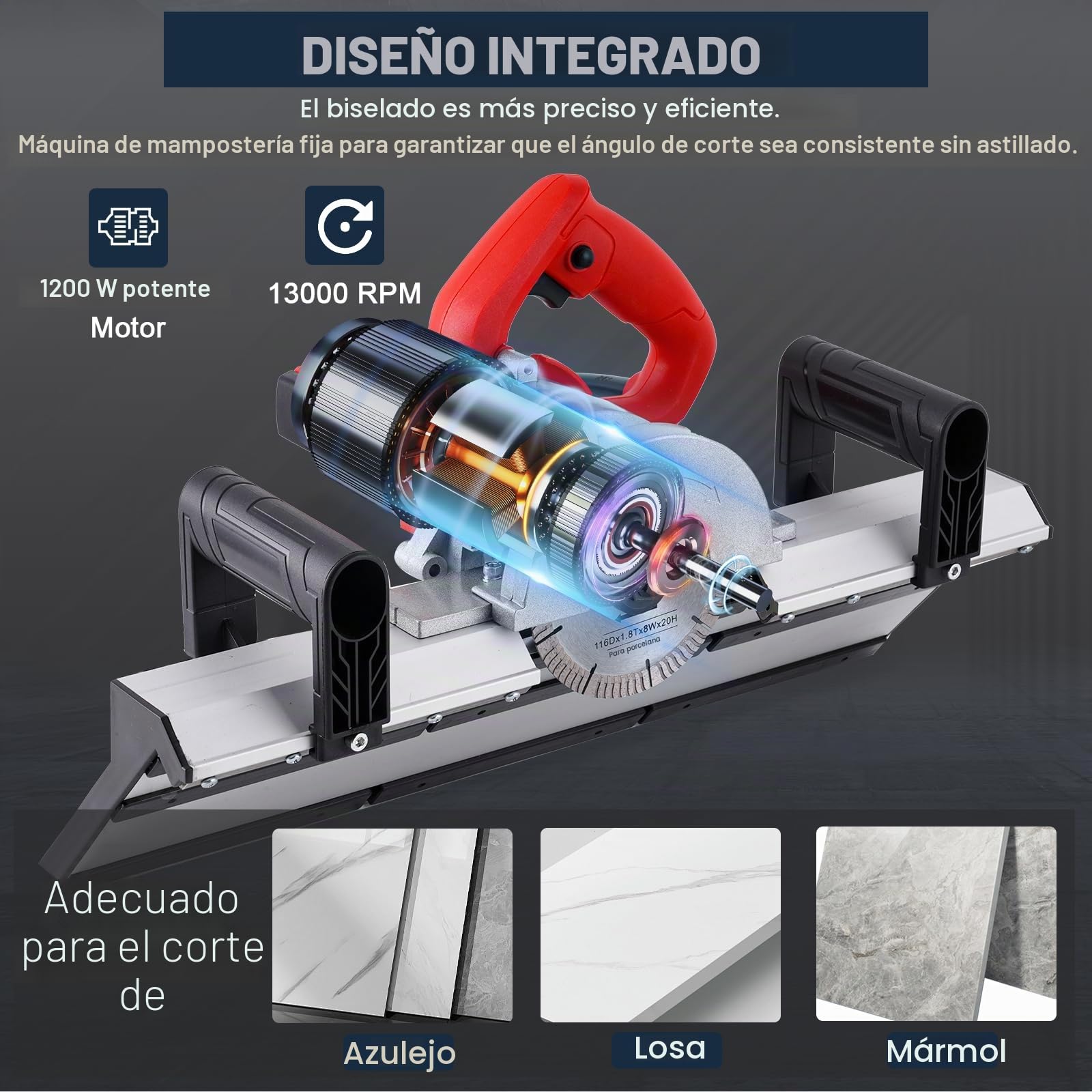 YUCHENGTECH Cortador de Azulejos Eléctrico de 45 Grados | Cortador de Biselado de Baldosas Herramienta de Biselado de Azulejos de 45 Grados para Cortar Piedra Cerámica Grande