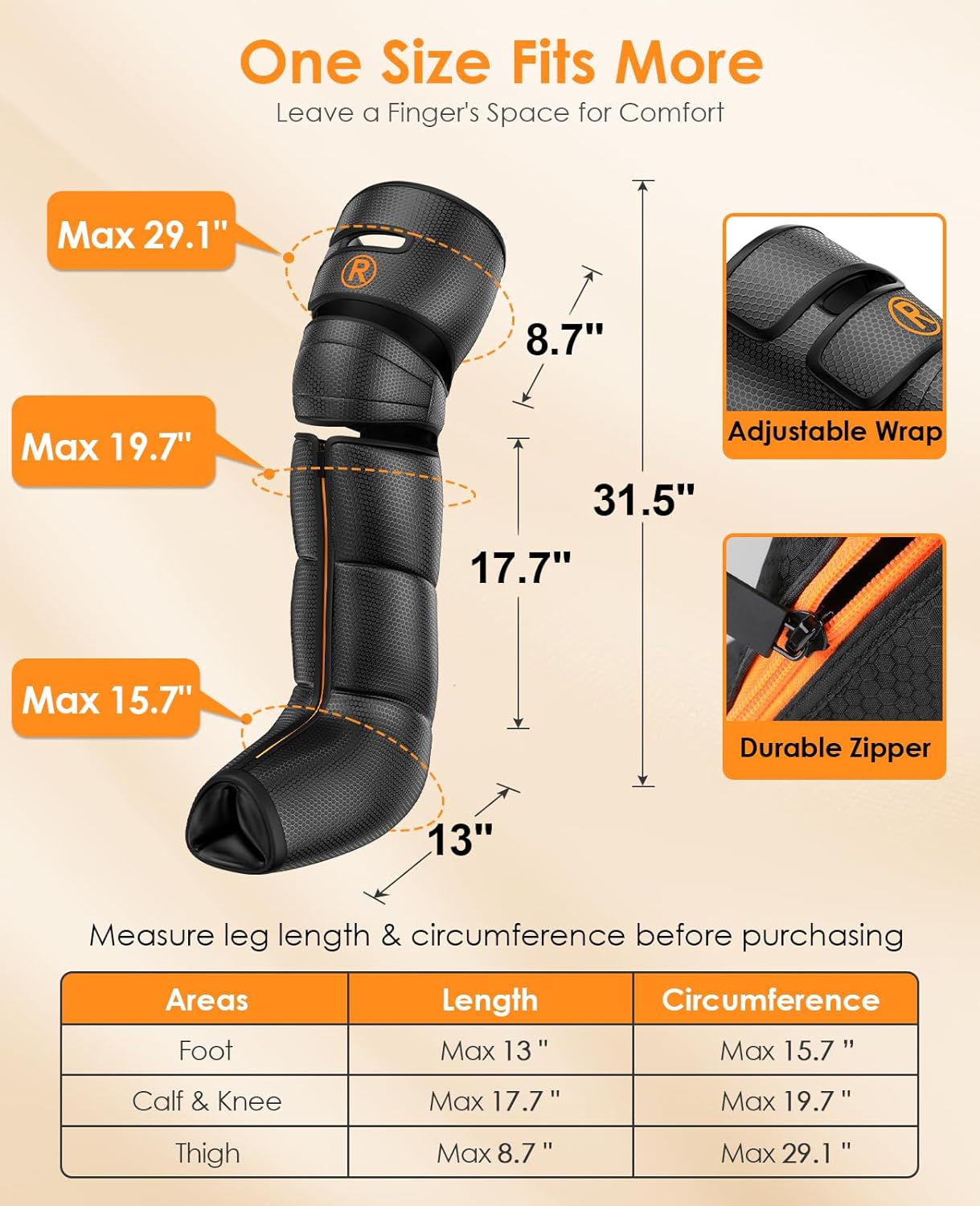 Leg Massager with Heat and Compression - Foot Calf Thigh Massage for Circulation and Pain Relief, Professional Compression Boots with 6 Modes, 9 Intensity, 4 Heat, Gifts for Mom Dad - Image 3