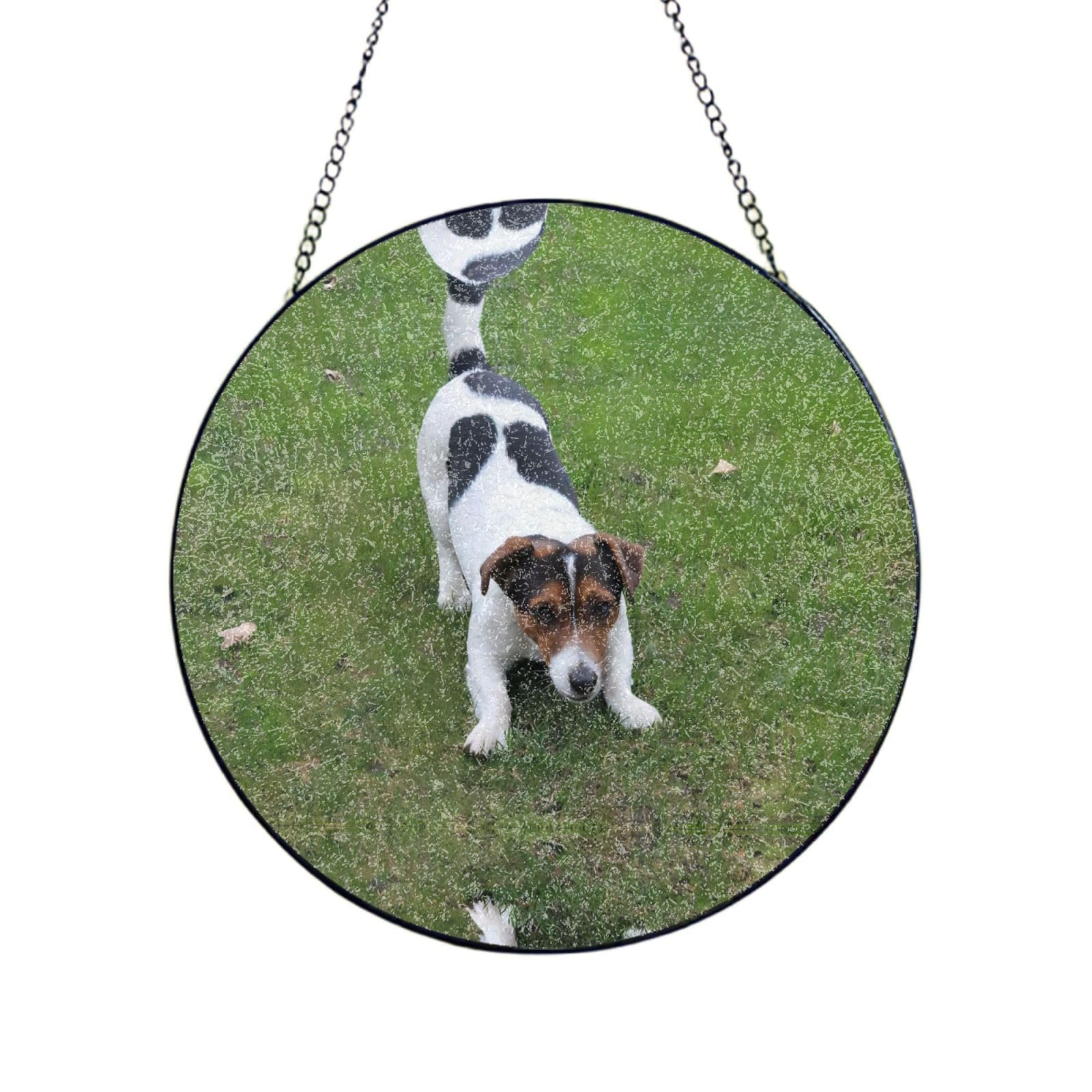 Poezjzw Stained Glass Window Hanging - Dogs Playing On The Lawn Sun Catcher For Door Garden Home Decor Christmas Mother'S Day Birthday Gifts 6in（15cm）