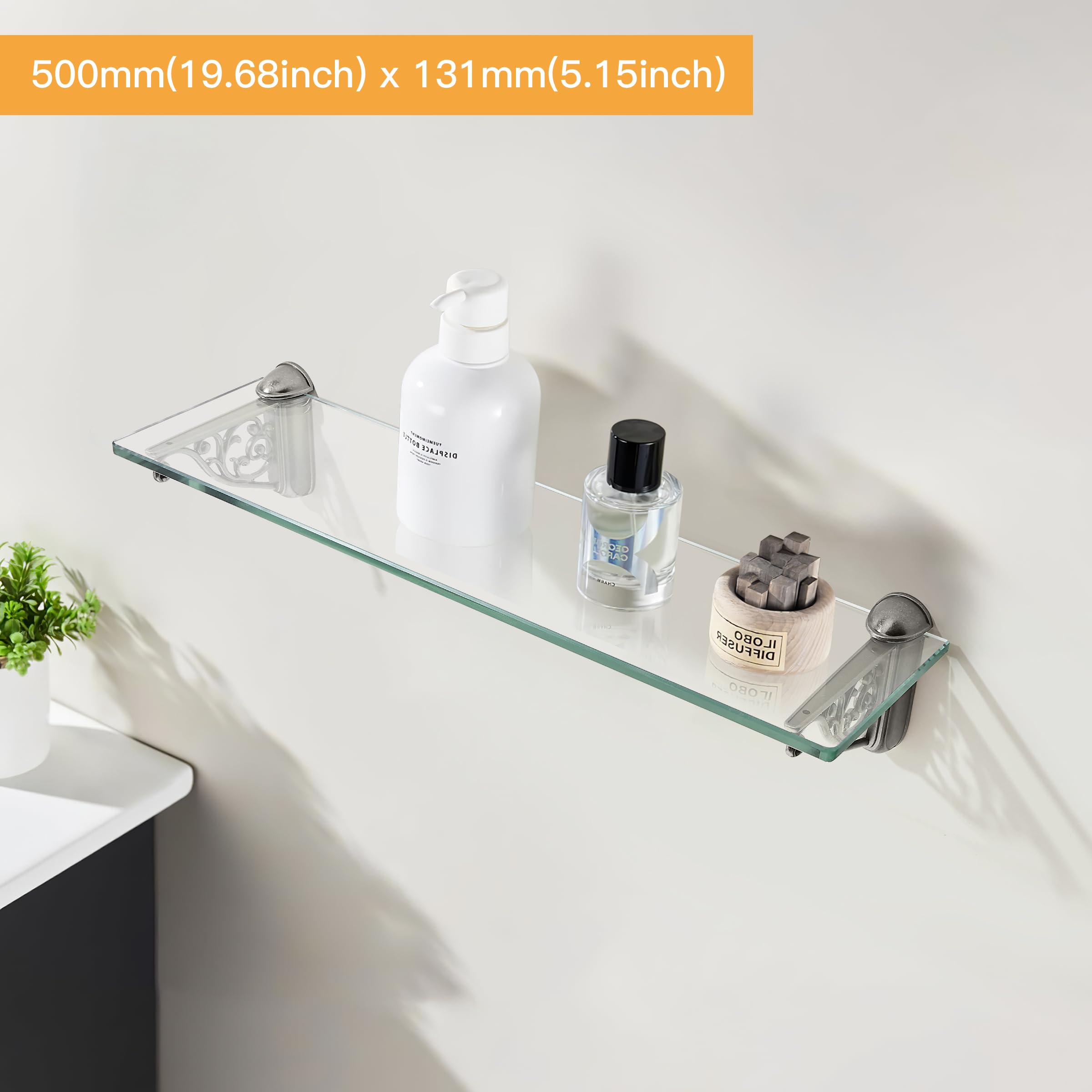 KHTUMEWARE-245AS+19.6BL Antique Silver Shelf Brackets 20 in (508 mm) in Antique Silver — KHTUMEWARE