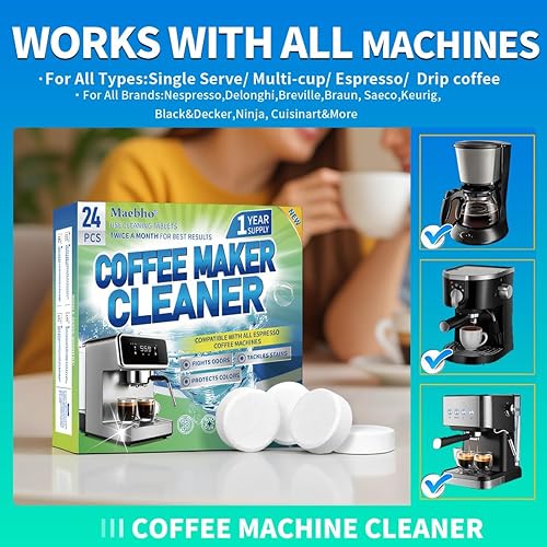 Miniatura 4 de Tabletas limpiadoras y descalcificadoras para cafetera, 24 unidades para Keurig, Ninja, Breville, Delonghi, Miele, Jura y más, las tabletas de