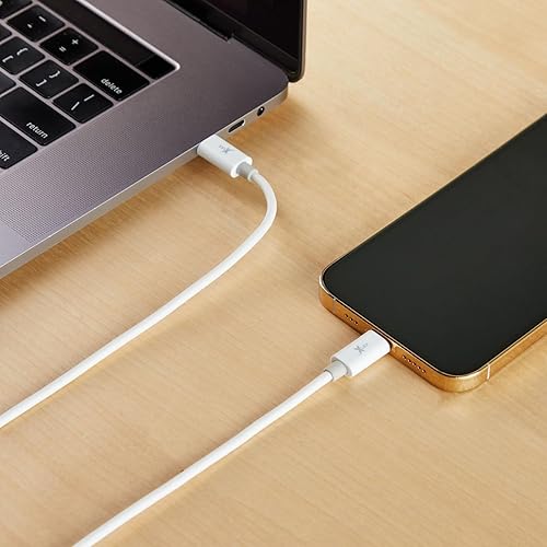 Miniatura 2 de Cable de carga USB-C a Lightning de 6.6 pies (certificado MFI) compatible con iPhone, iPad y iPod, color blanco