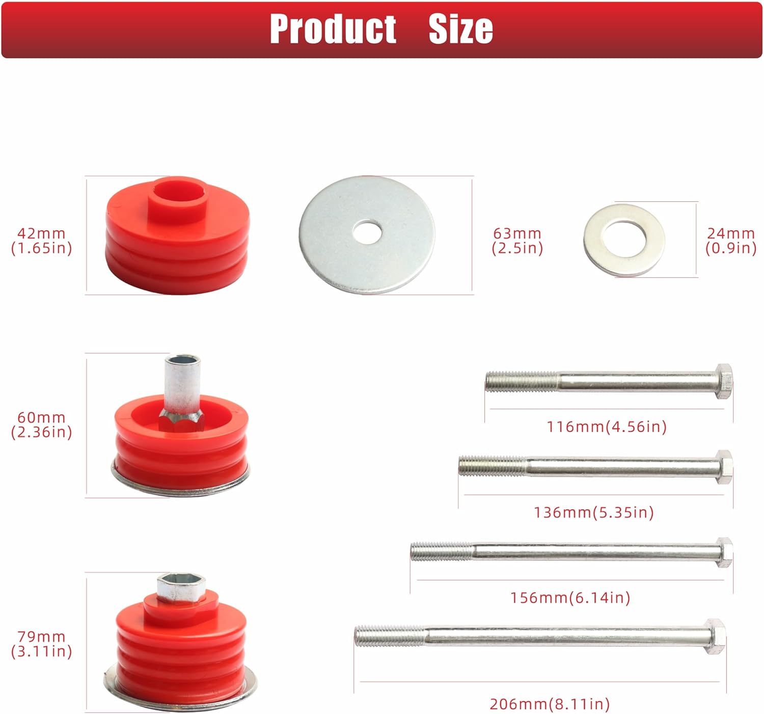 For Ford1999-2007 F-250 F-350 Super Duty Cab Mount Bushing Kit Polyurethane Body Mounts with Steel Sleeves & Hardware, Replaces Worn Factory Bushings - KF04058BK(Red)