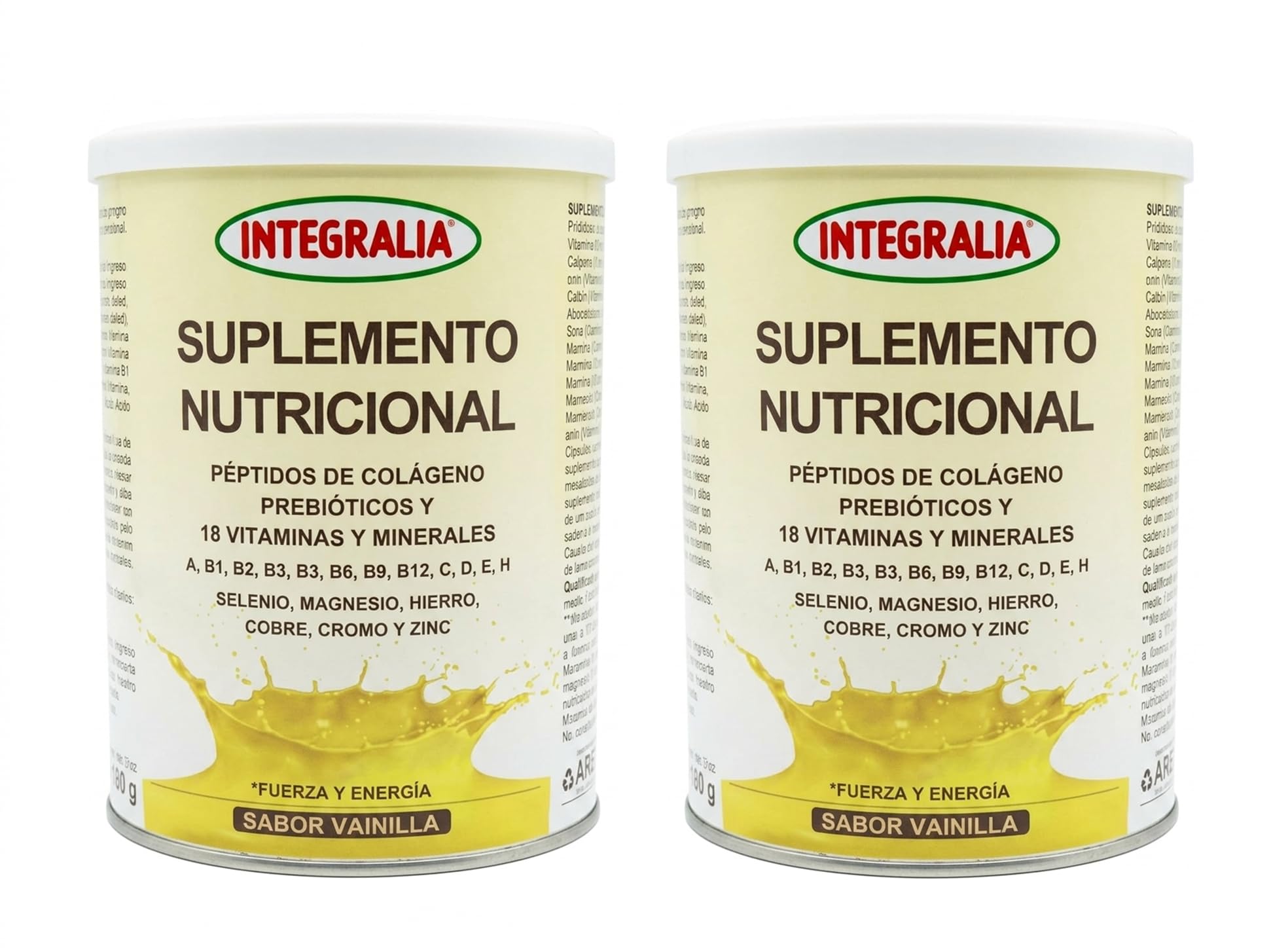 Pack 2 Suplemento Nutricional 300g sabor vainilla | Péptidos de colágeno, prebióticos y 18 vitaminas y minerales