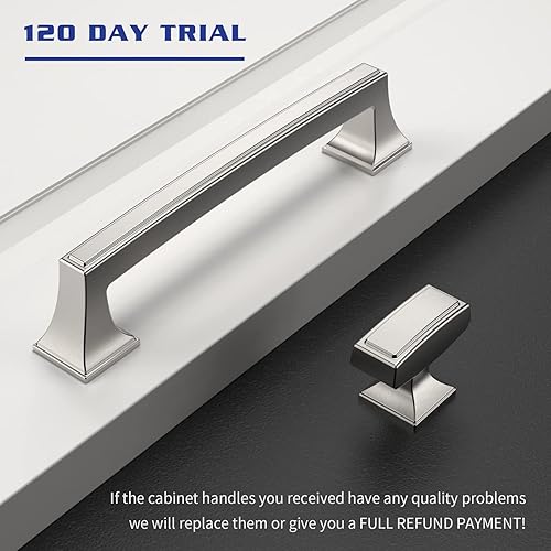 Miniatura 4 de Paquete de 10 manijas de gabinete de cocina de 5 pulgadas (5.039 in) de níquel satinado cepillado, tiradores de gabinete de cocina, tiradores de