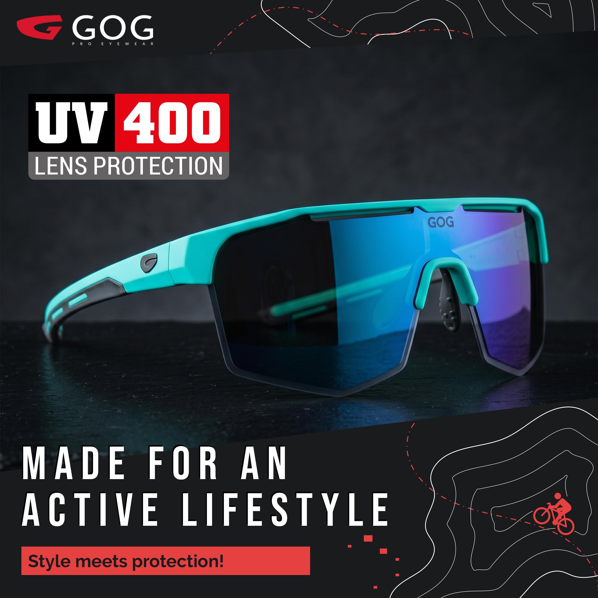 GOG Athena Brille, Matt Neon Pink/Black White Blue, Einheitsgröße für Erwachsene, Matt Neon-Rosa/Schwarz/Weiß/Blau, One size