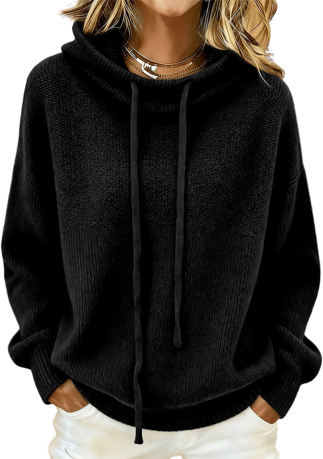 Women's Cowl Neck Sweater Dressy Casual Oversized Slouchy Long Sleeve Knit Pullover Tops