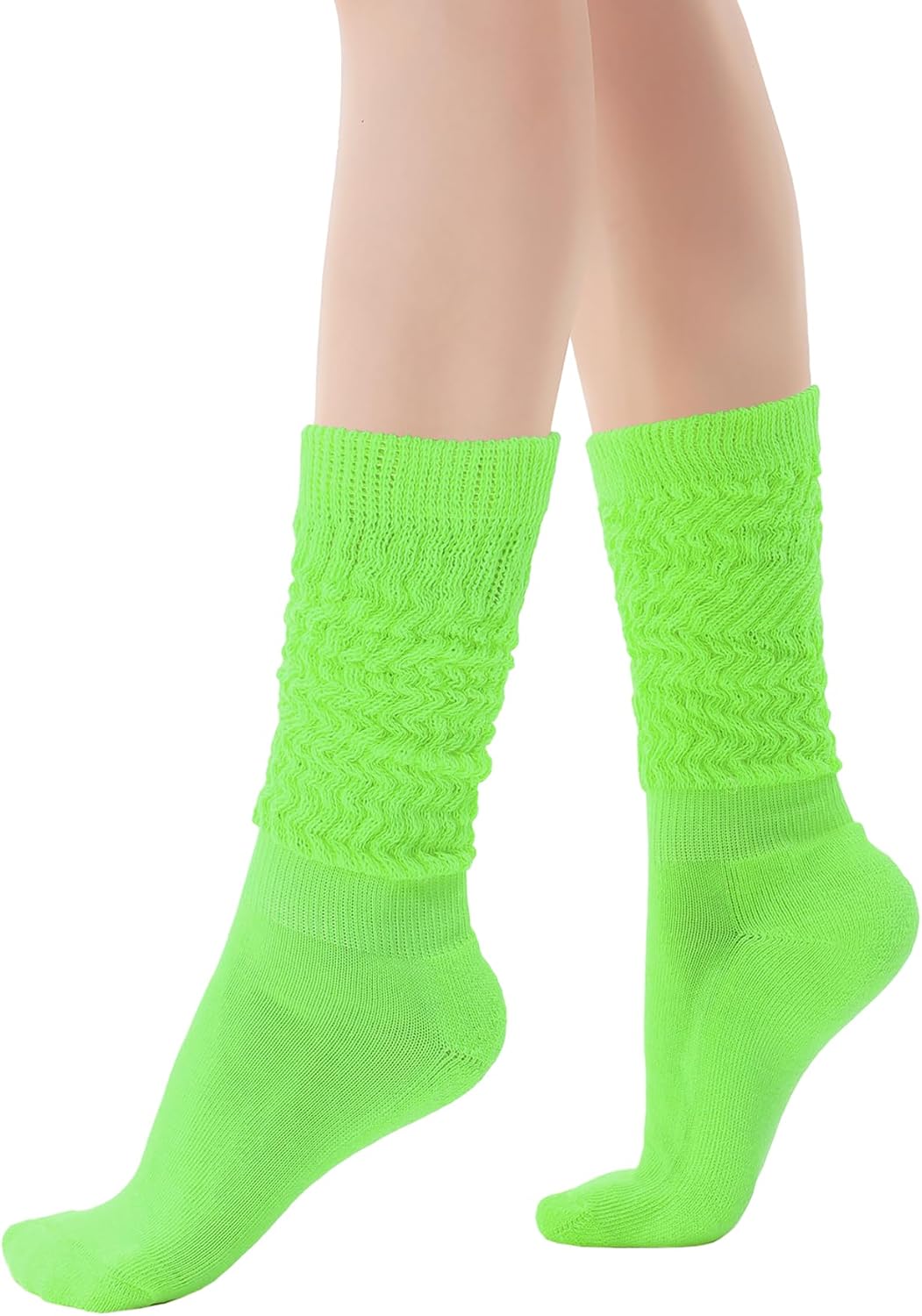 Neon Slouch Socks for Women 80s 90s Knee High Socks Soft Extra Long Scrunch Leg Warmers Size 9 to 10
