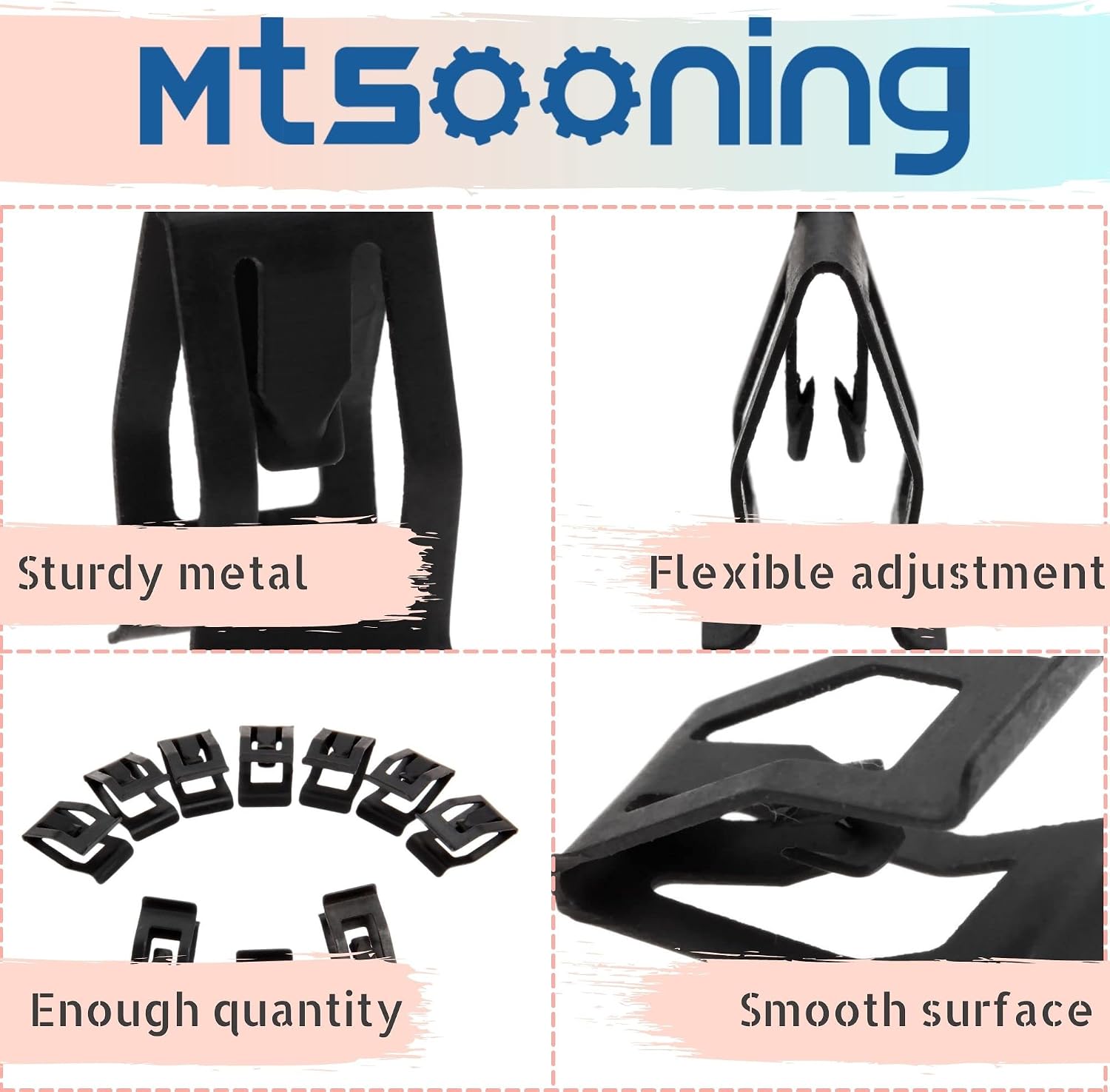 Mtsooning 20PCS Metal Console Trim Clips, Car Front Dash Dashboard Panel Retainer Replacement for Universal Cars Sahara JK Ford Mazda Audi Toyota
