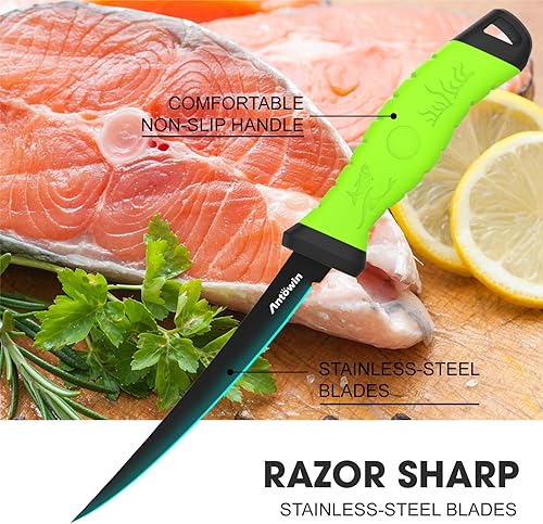 Miniatura 2 de ANTOWIN Cuchillo de filete de pesca de 7 pulgadas, cuchillos de nivel profesional para filetear pescado y deshuesar carne, hoja afilada de