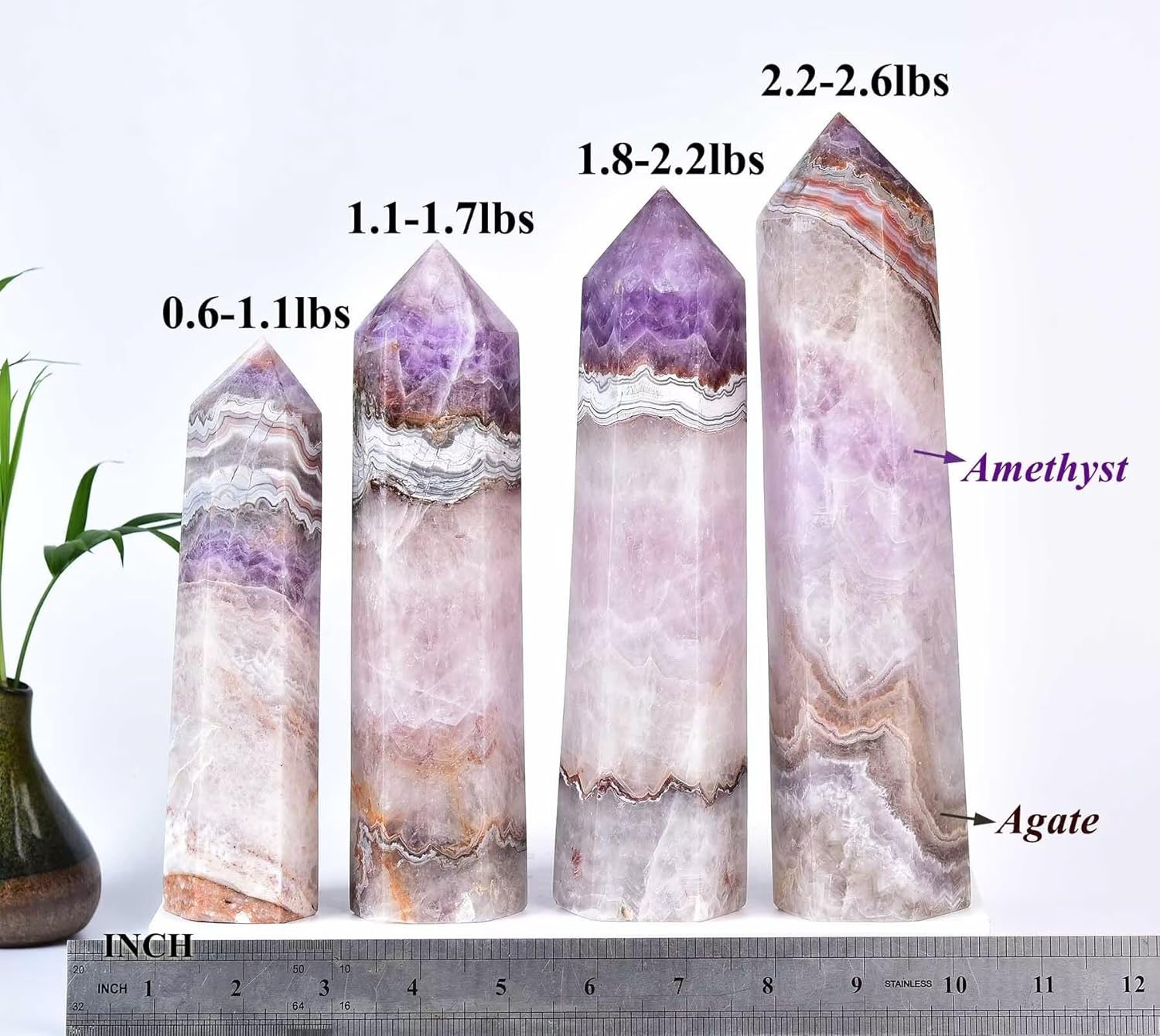 Purple Amethyst Agate Stone Tower Obelisk Large Healing Crystal Rock Point Wand Reiki Healing Gifts 1.7-2.2 LBS - Image 3