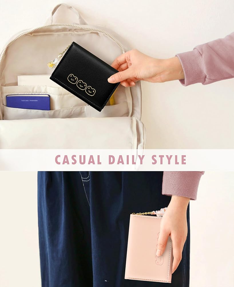 Amazon | MOMOJULI かわいいくま 三つ折り財布 PUレザー 美的財布