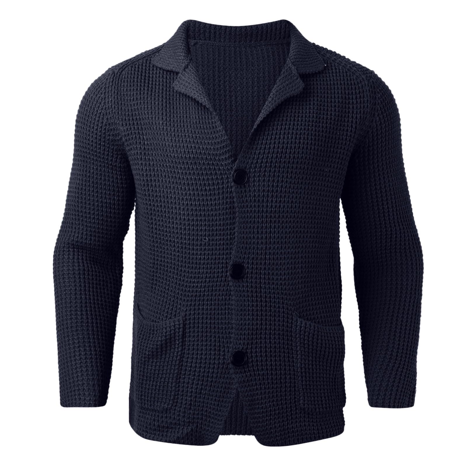 Chaqueta de punto con cuello levantado para hombre, otoño e invierno, moda