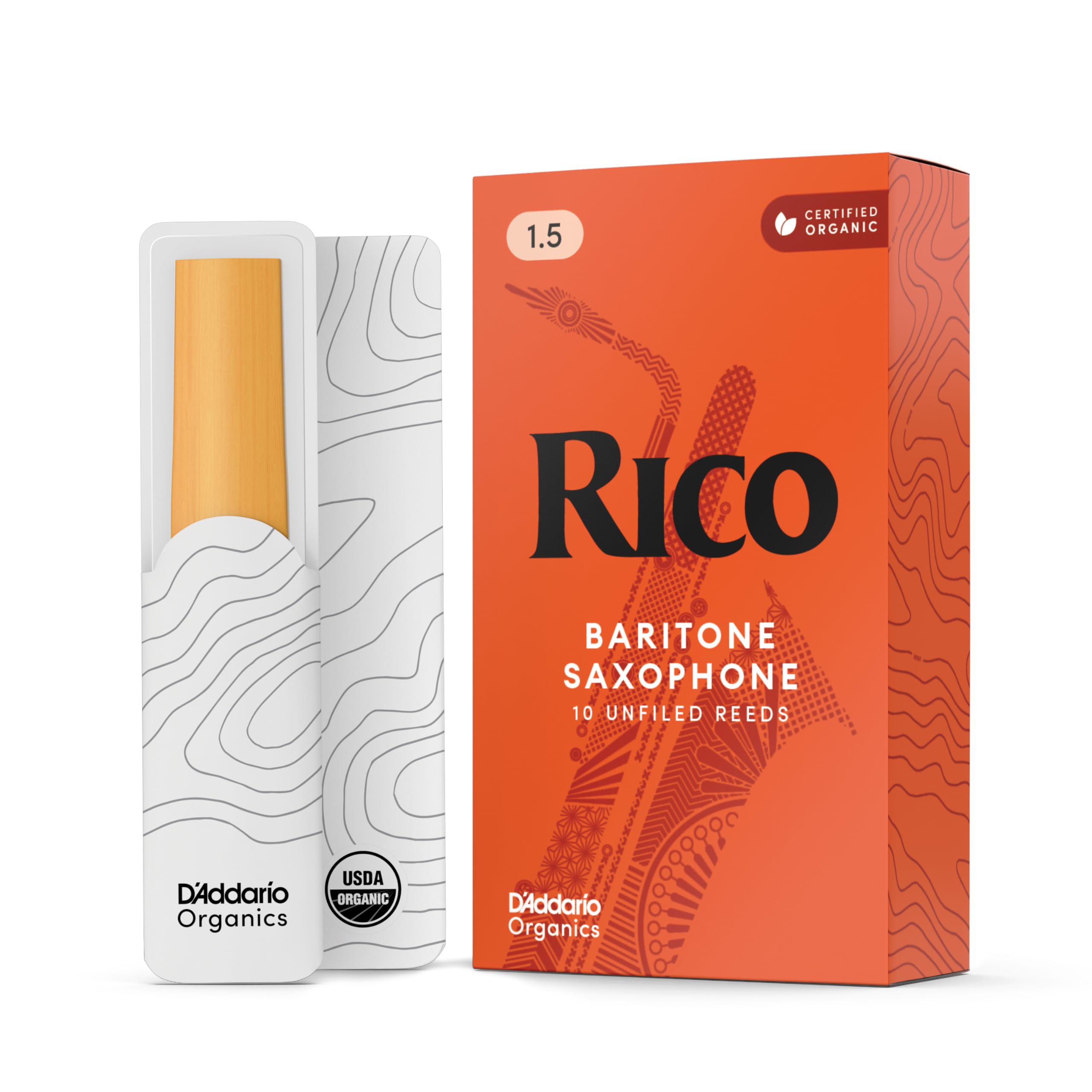 D’Addario Woodwinds - Rico Baritone Sax Reeds - RLA1015 - Strength 1.5, 10-Pack